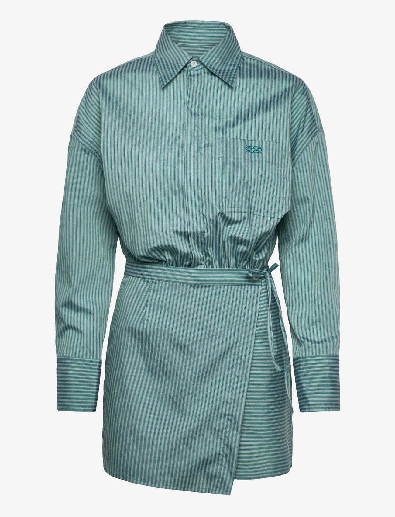 Malina - Portea Wrapped Shirt dress - särkkleidid - aqua stripe - 1