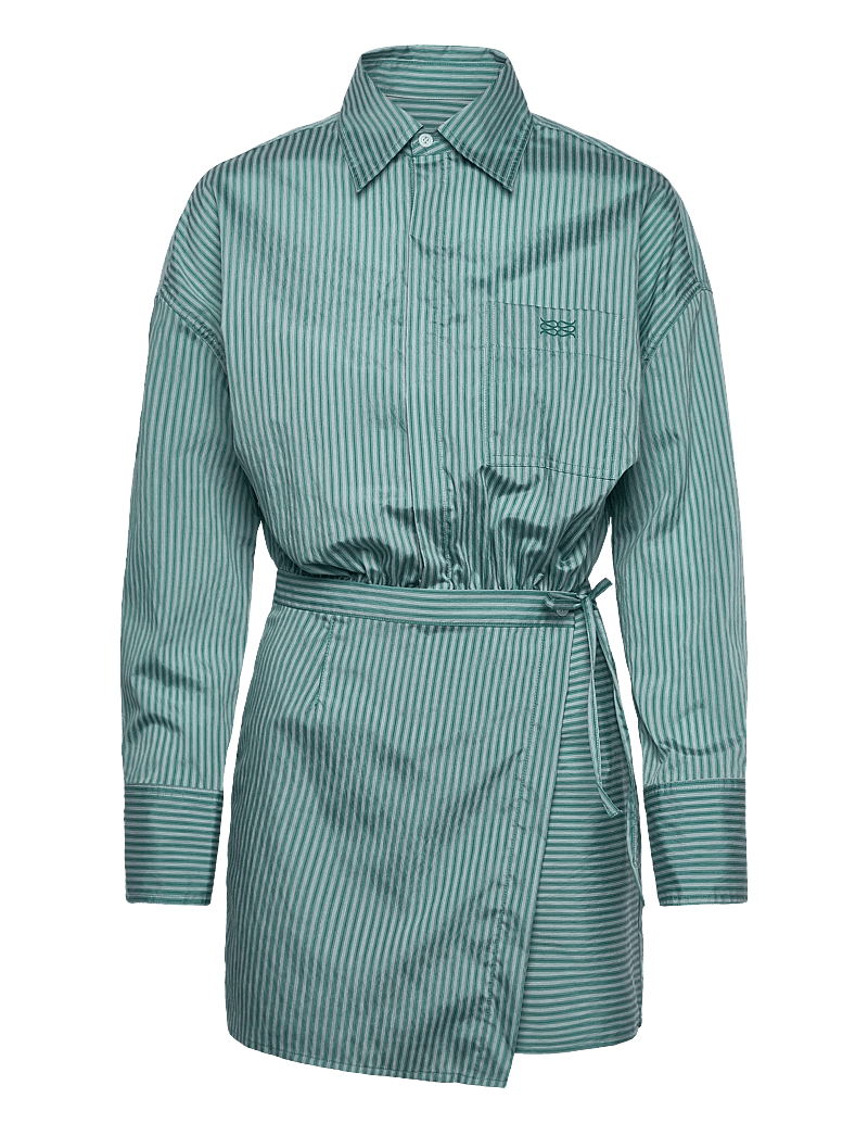 Malina - Portea Wrapped Shirt dress - särkkleidid - aqua stripe - 1