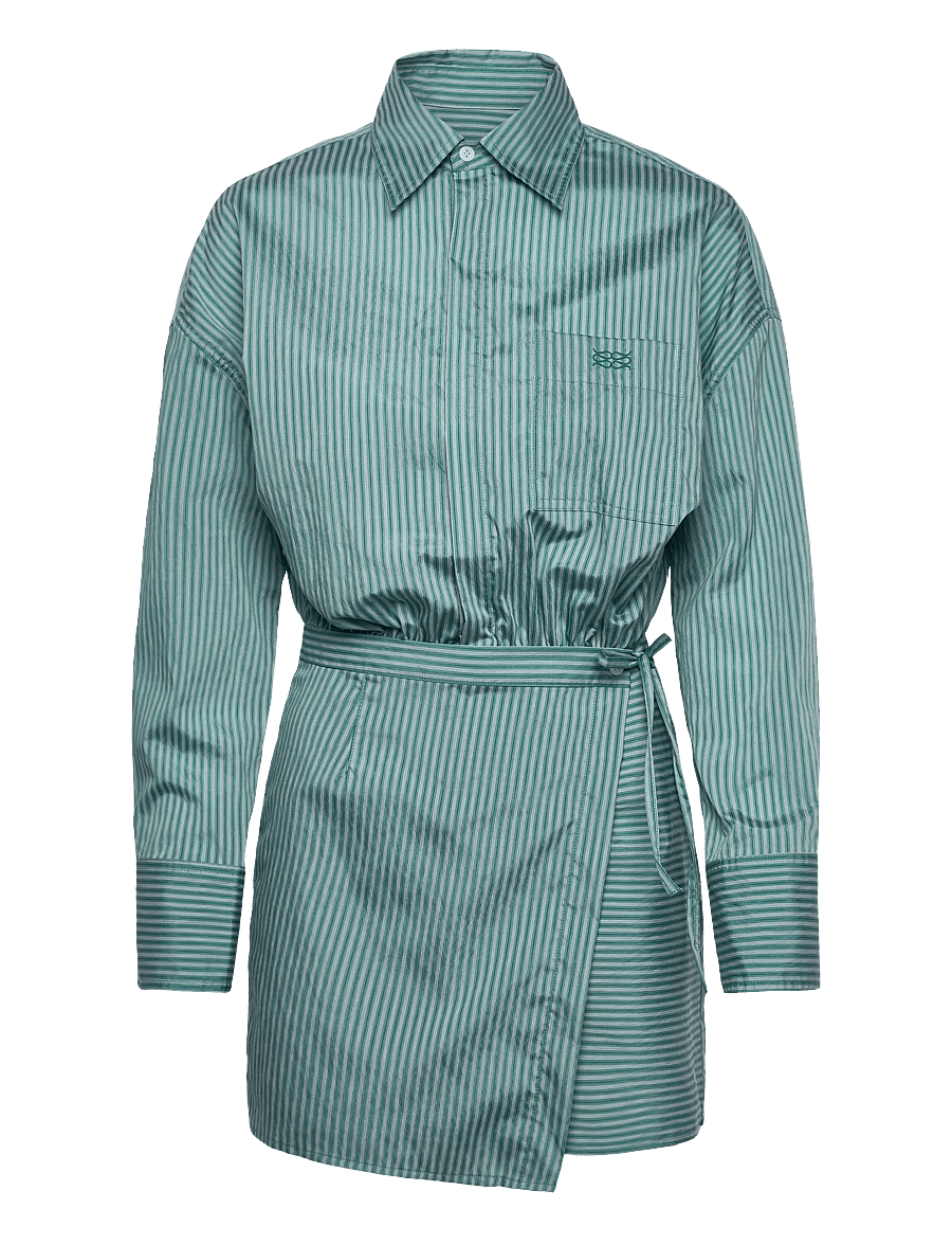 Malina - Portea Wrapped Shirt dress - skjortklänningar - aqua stripe - 1
