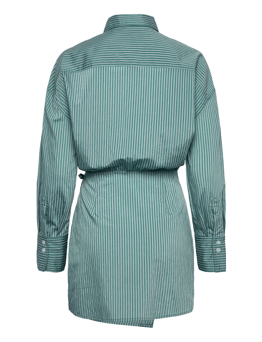 Malina - Portea Wrapped Shirt dress - skjortklänningar - aqua stripe - 2