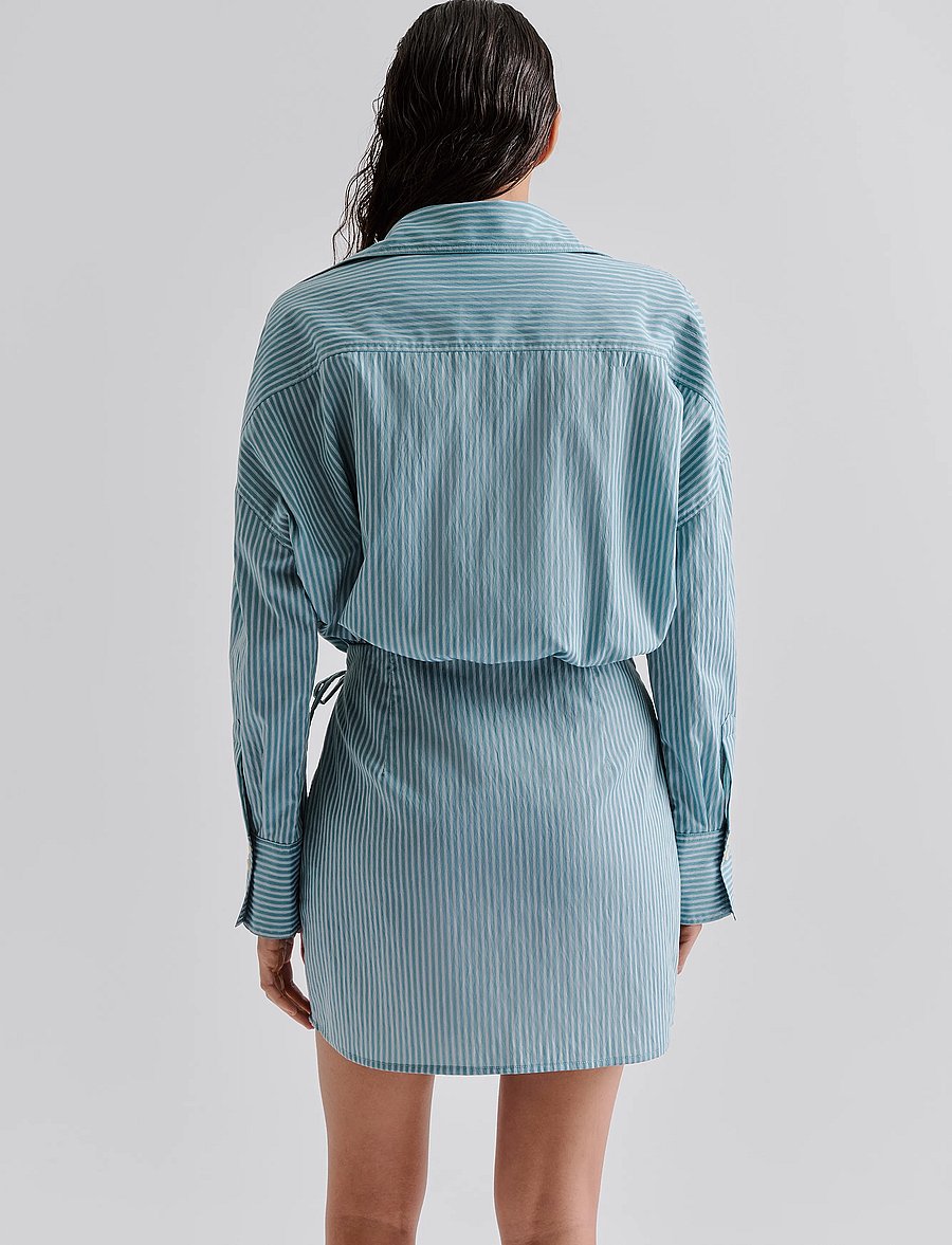 Malina - Portea Wrapped Shirt dress - skjortklänningar - aqua stripe - 3