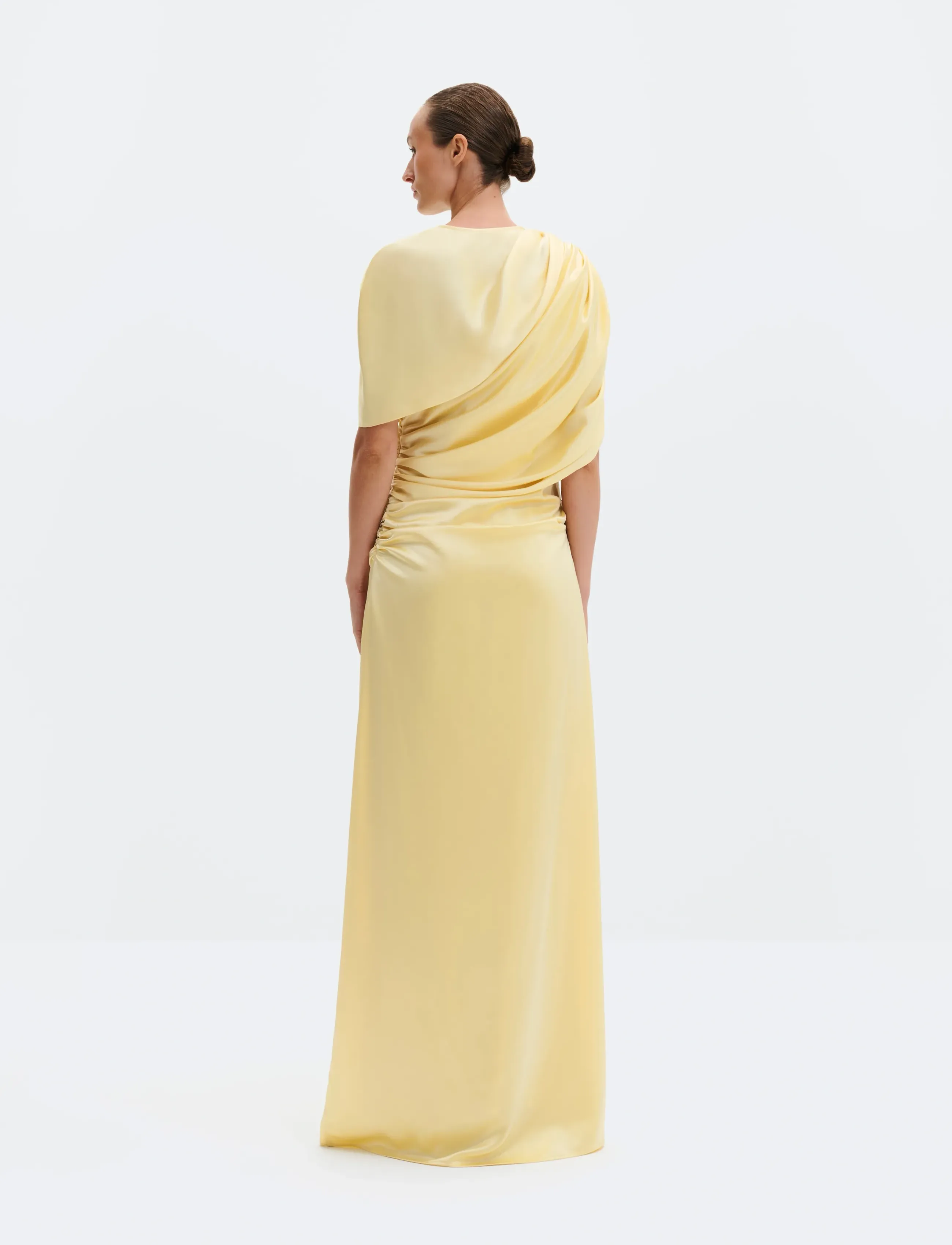 Malina - Cassia Draped Fitted Maxi Dress - aftenkjoler - light lemon - 4