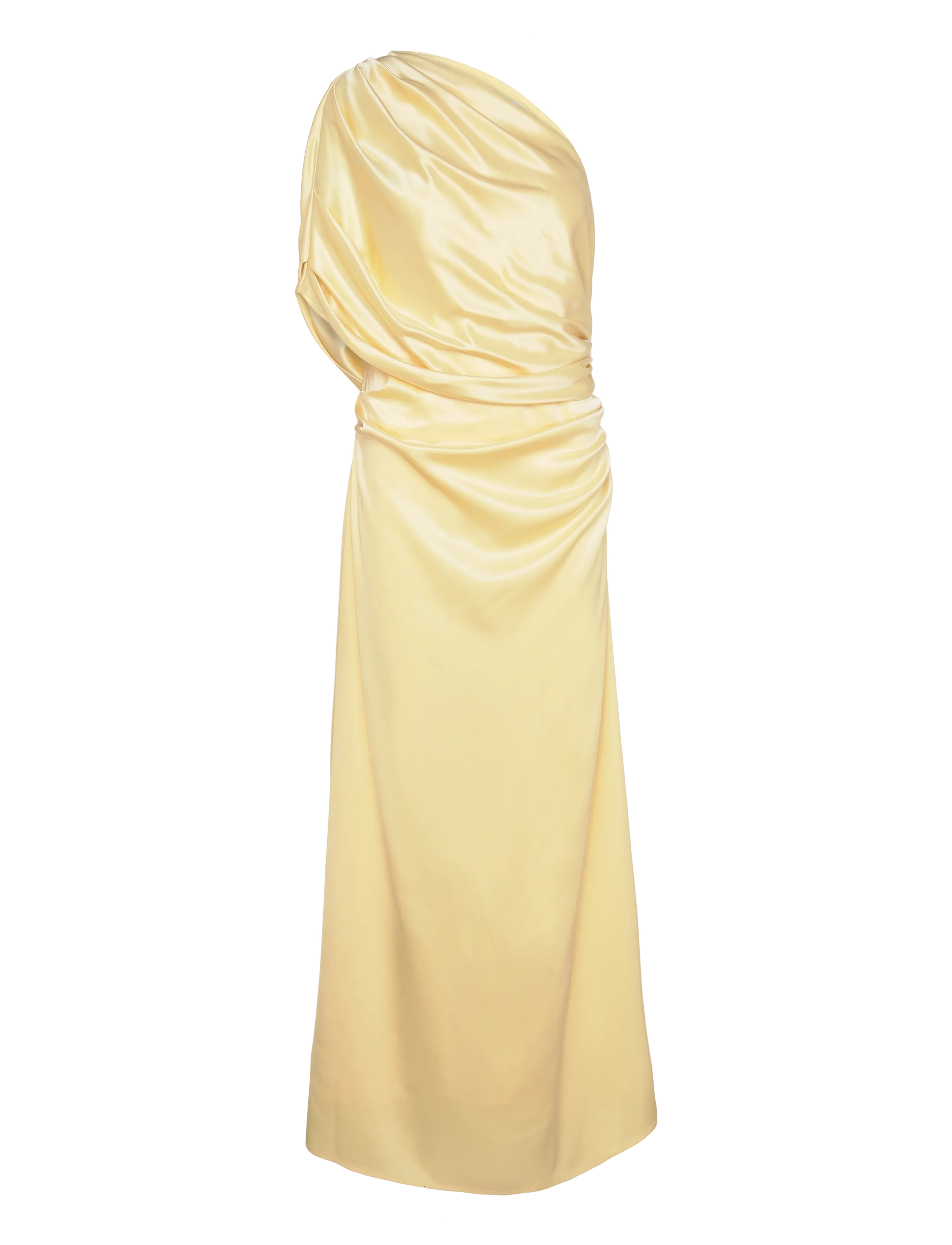 Malina - Cassia Draped Fitted Maxi Dress - aftenkjoler - light lemon - 3
