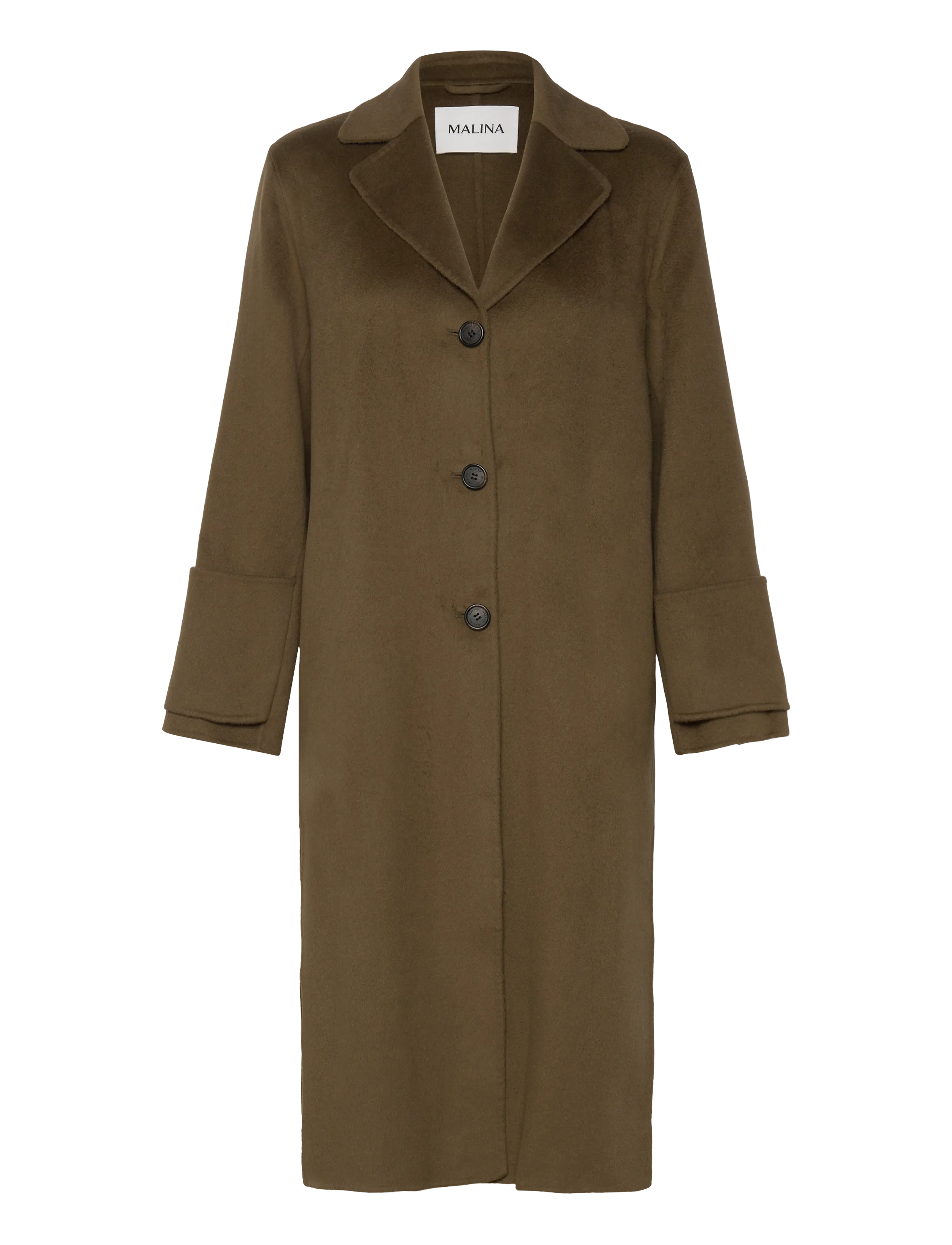 MALINA Elelia Cuff Detailed Wolle Cashmere Silk Mantel Khaki - 36 - Damen