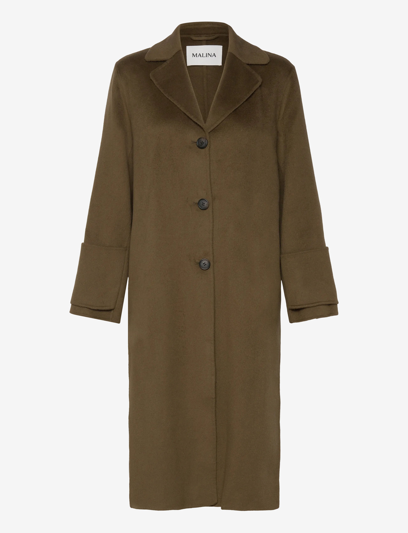 Malina - Elelia Cuff Detailed Wool Cashmere Silk coat - uldfrakker - olive - 1