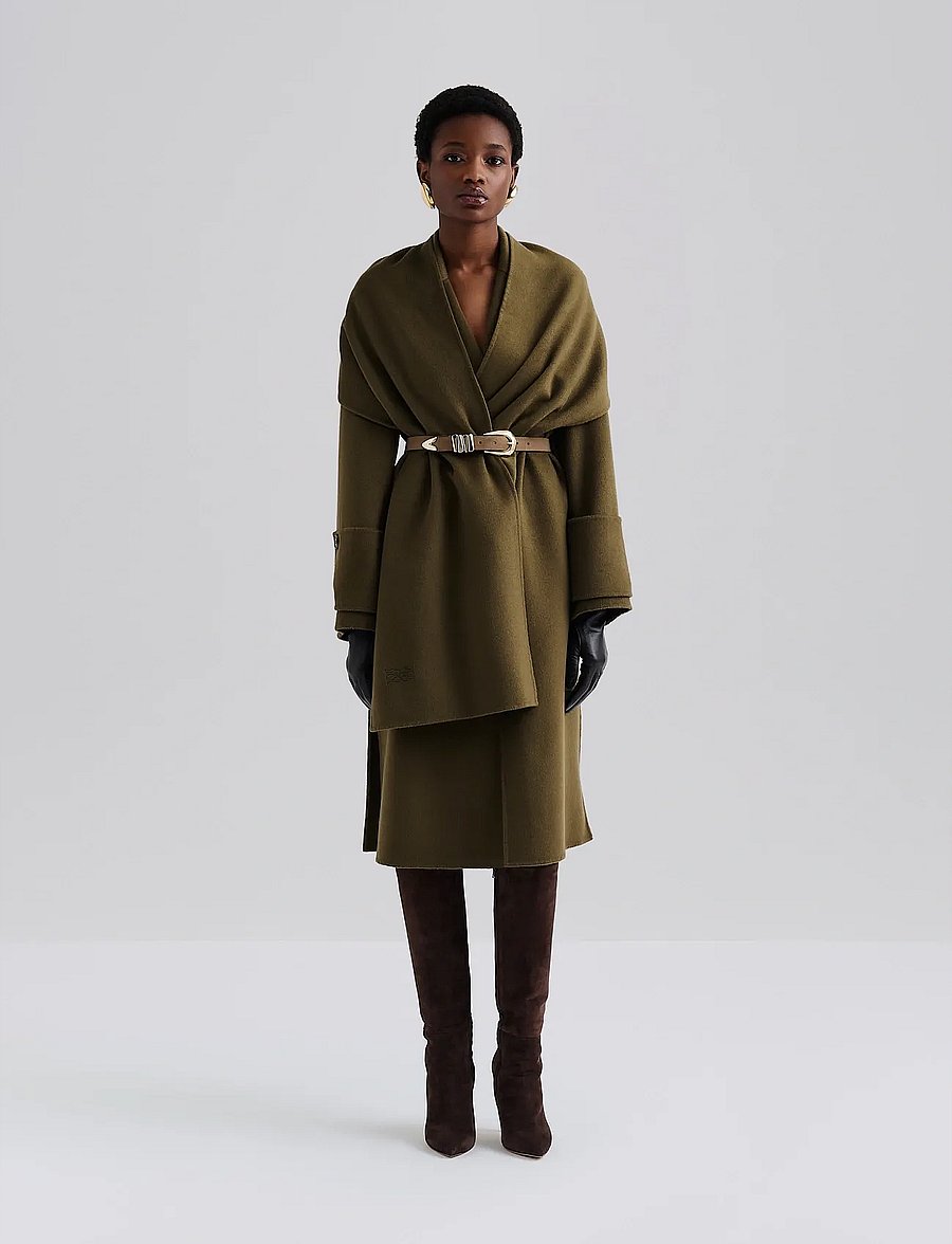 Malina - Elelia Cuff Detailed Wool Cashmere Silk coat - vestes d'hiver - olive - 0