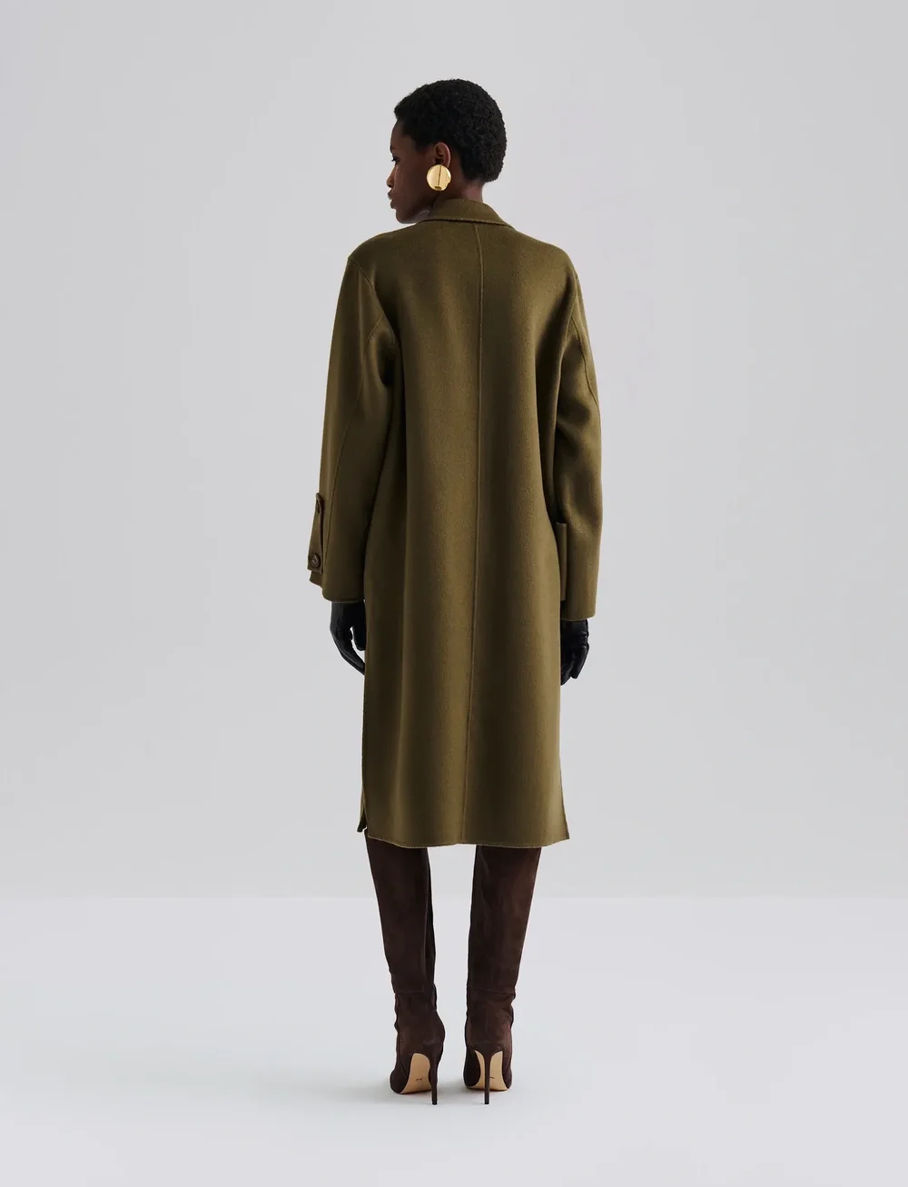 Malina - Elelia Cuff Detailed Wool Cashmere Silk coat - wollen jassen - olive - 5