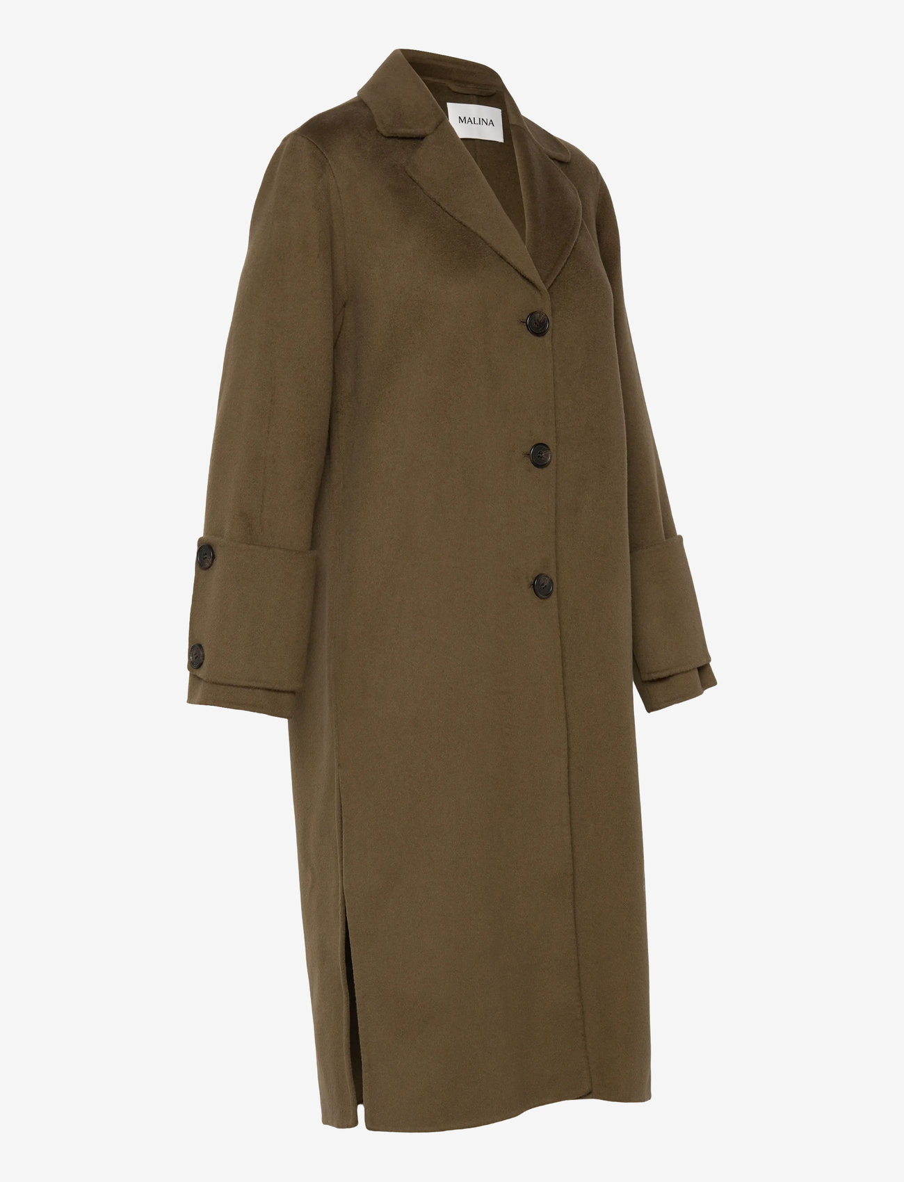 Malina - Elelia Cuff Detailed Wool Cashmere Silk coat - uldfrakker - olive - 3
