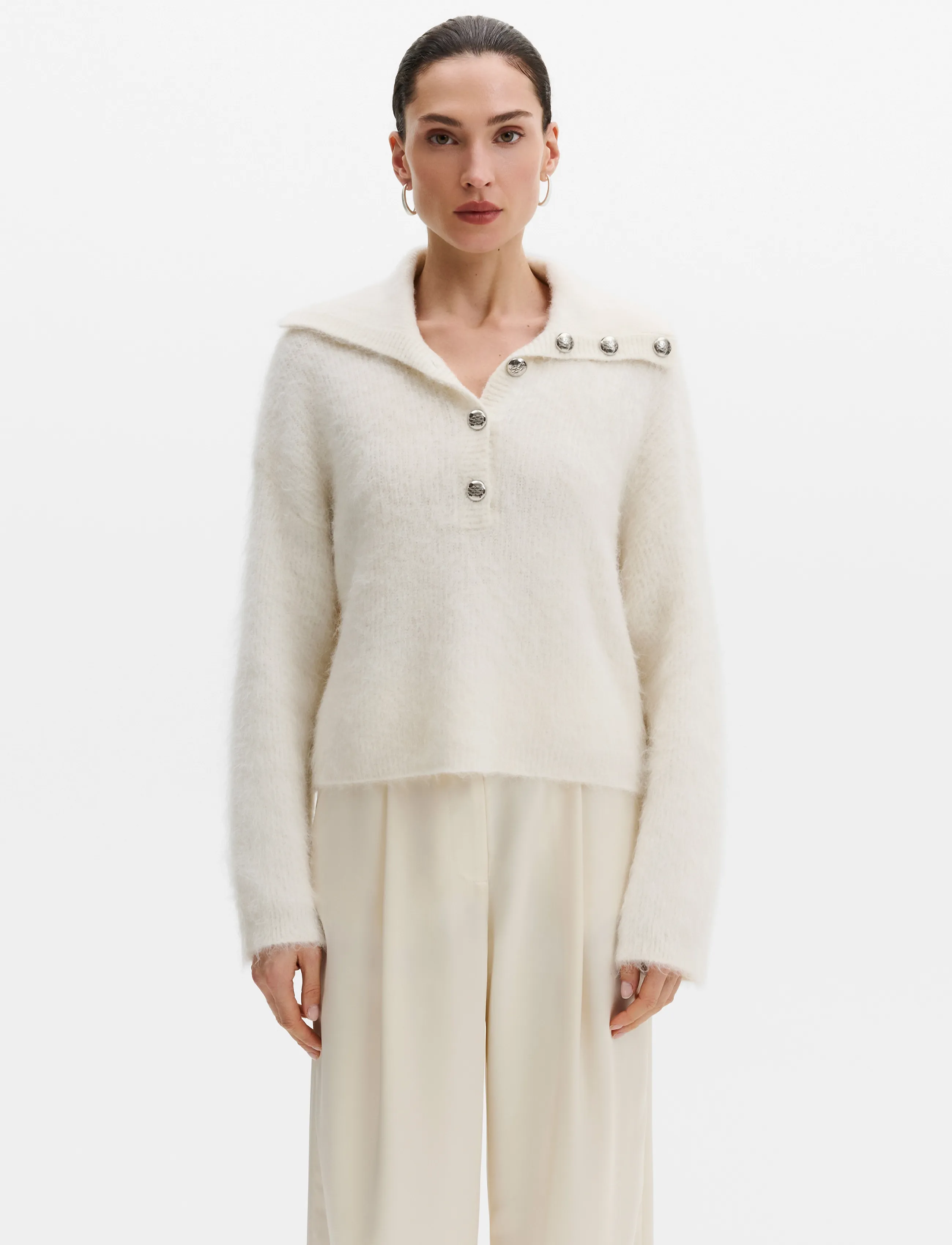 Malina - Yselle Alpaca Blend Sweater - tröjor - pearl - 0