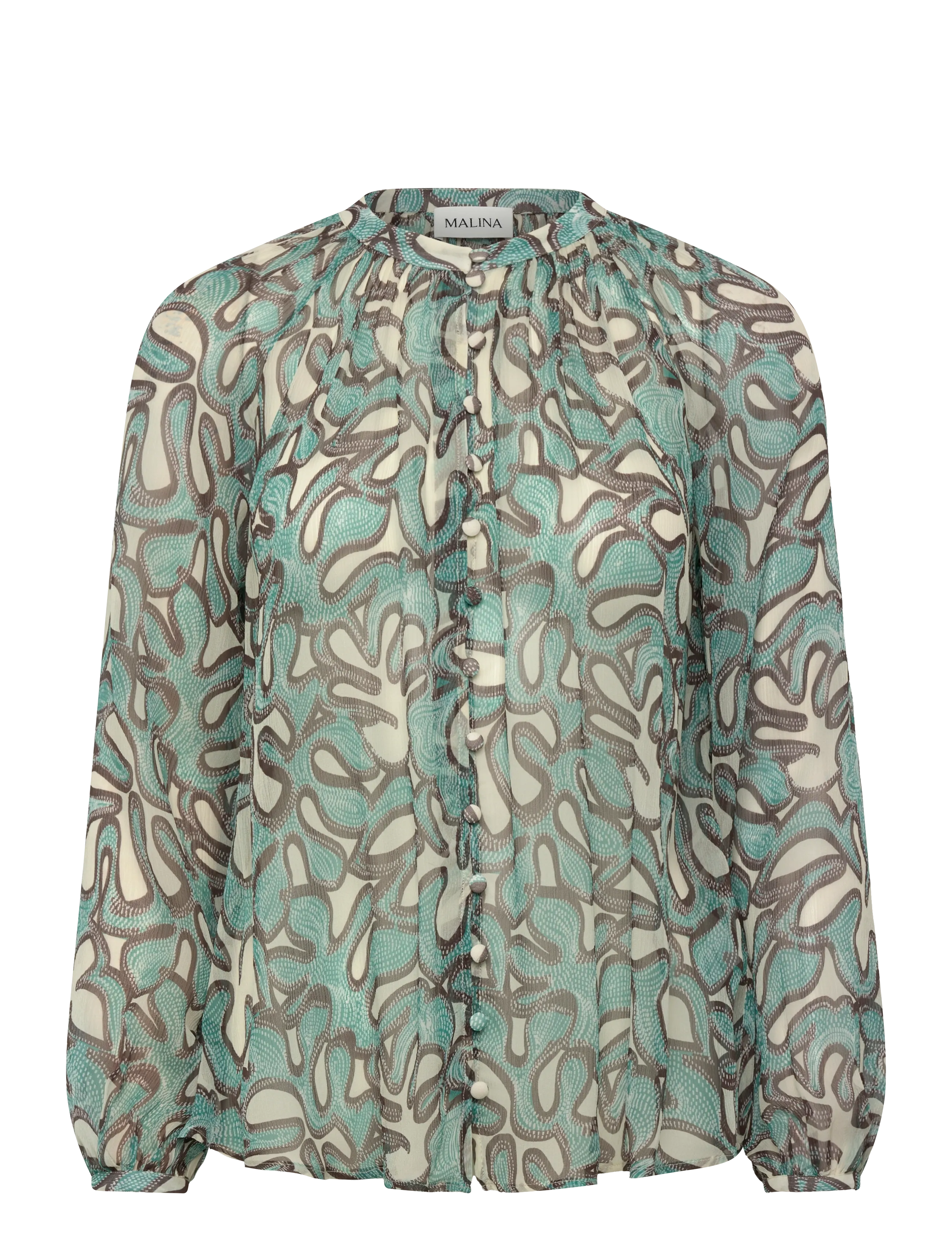Malina Mareva Silk Chiffon blouse - Bluser - OCEAN CORALS / green