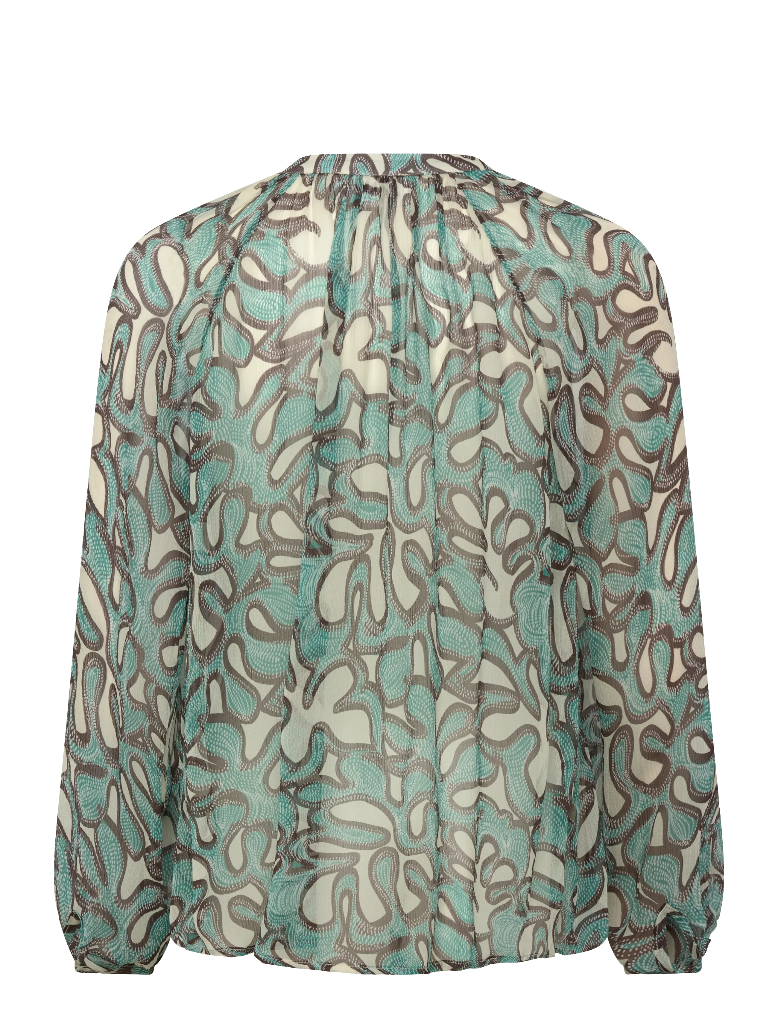 Malina - Mareva Silk Chiffon blouse - langärmlige blusen - ocean corals - 2