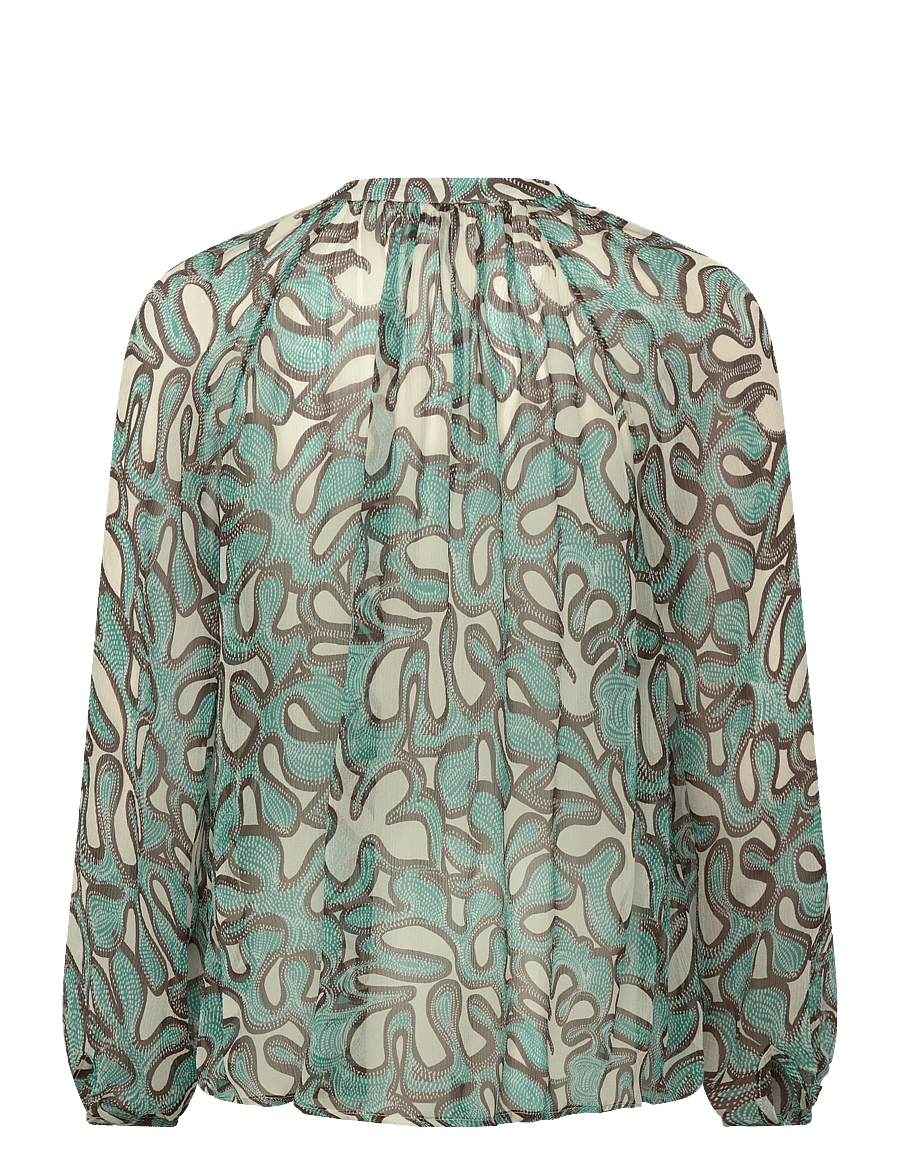Malina - Mareva Silk Chiffon blouse - langärmelige blusen - ocean corals - 2