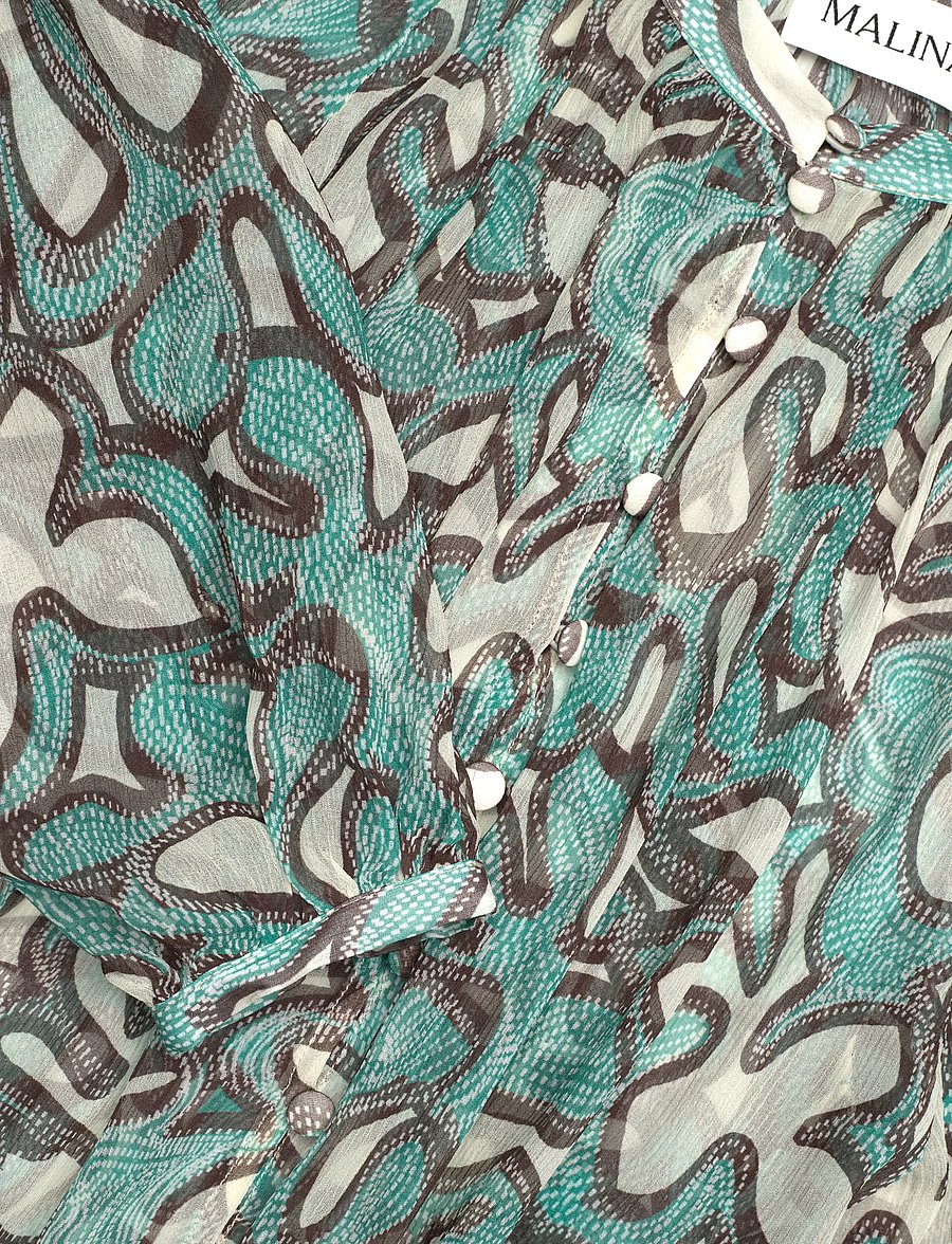 Malina - Mareva Silk Chiffon blouse - langärmelige blusen - ocean corals - 5