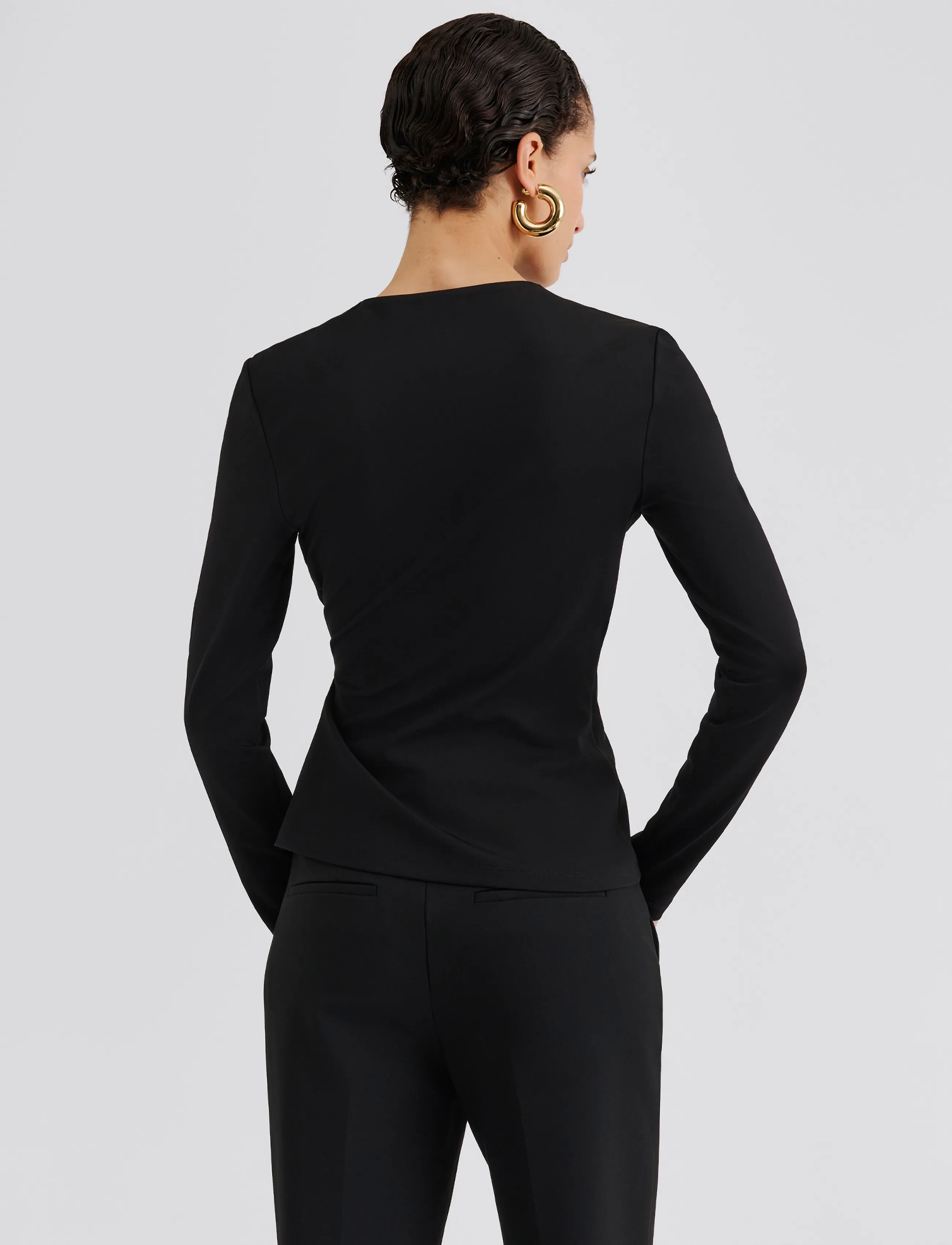 Malina - Mailey  Jersey Brooch Long Sleeve Top - herbstliche kleidung - black - 3