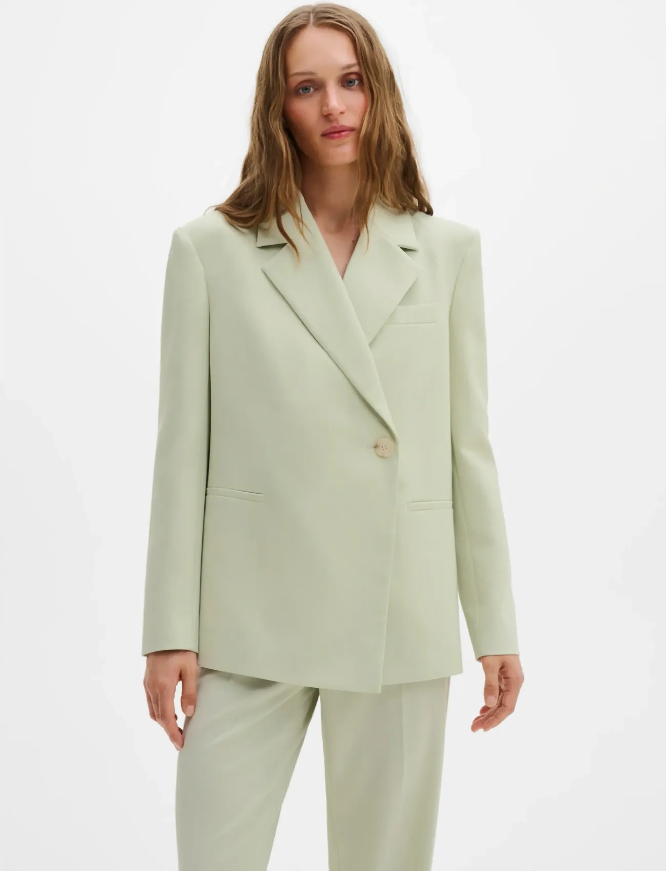 Malina Yelena Asymmetric Blazer, 36, Green, Blazere > Enkeltradede Blazere, Dame