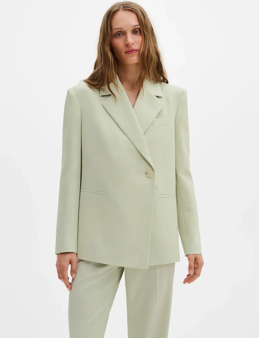 Malina - Yelena Asymmetric Blazer - einreihige blazer - sage - 0