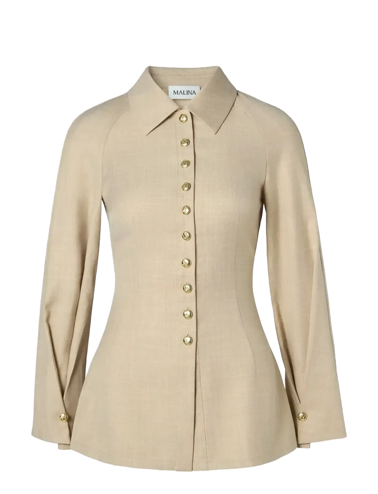 MALINA Joan Tailored Fitted Button Shirt Beige - 34 - Damen