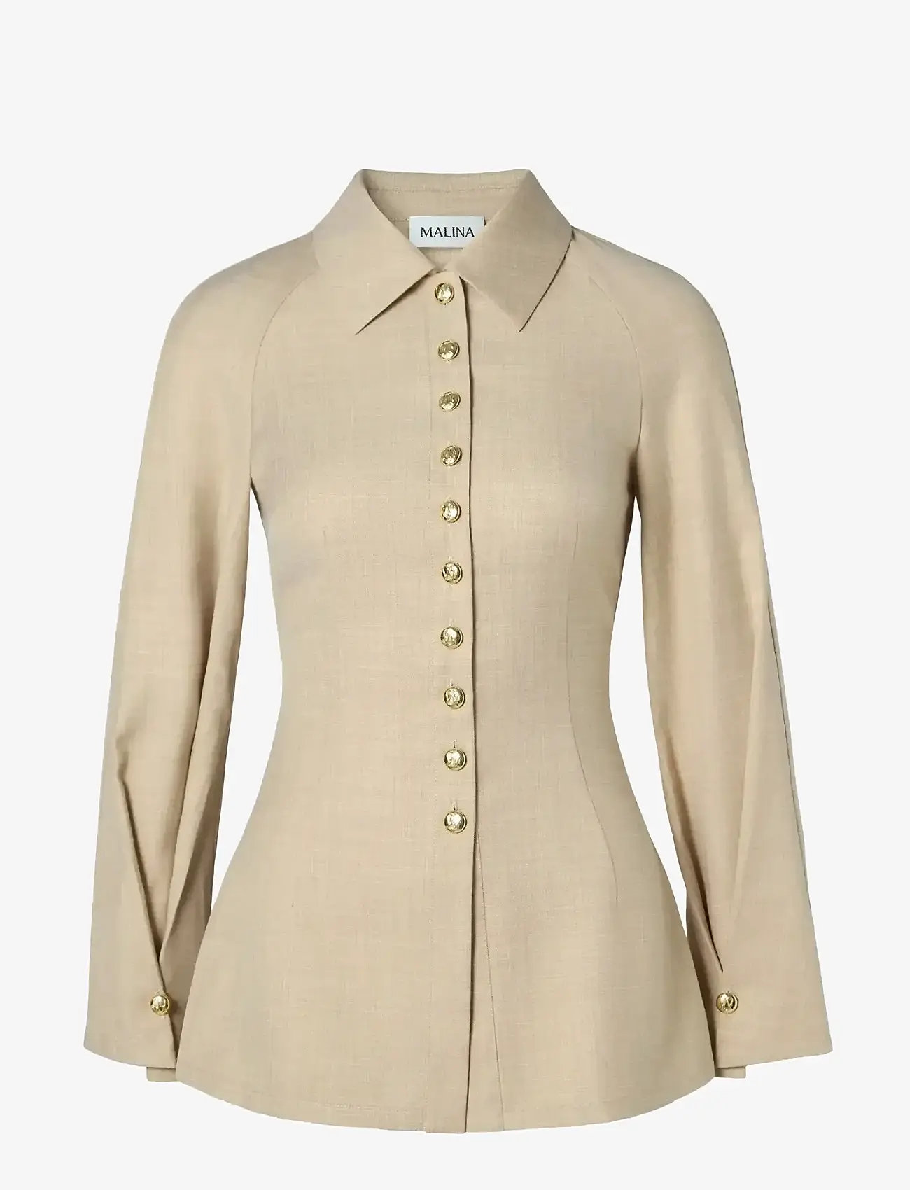 Malina - Joan Tailored Fitted Button shirt - jeansskjortor - beige - 1