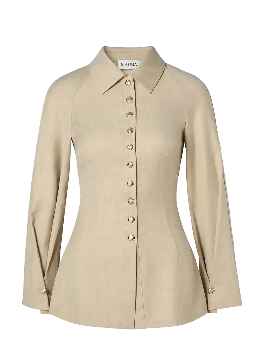 Malina - Joan Tailored Fitted Button shirt - jeanshemden - beige - 1