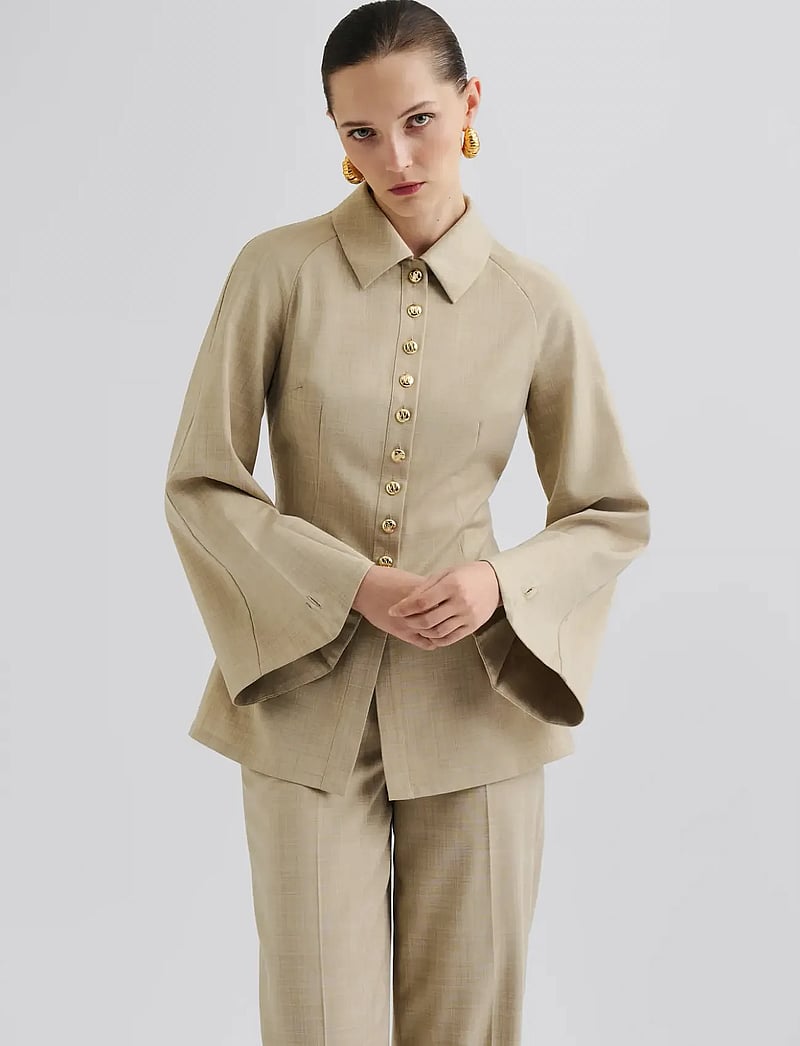Malina - Joan Tailored Fitted Button shirt - jeansskjortor - beige - 0