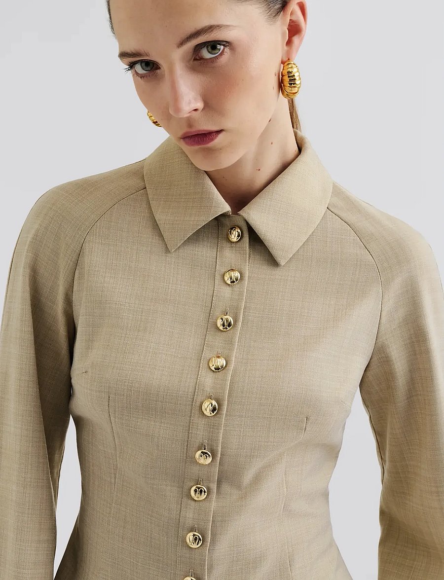 Malina - Joan Tailored Fitted Button shirt - jeanshemden - beige - 3