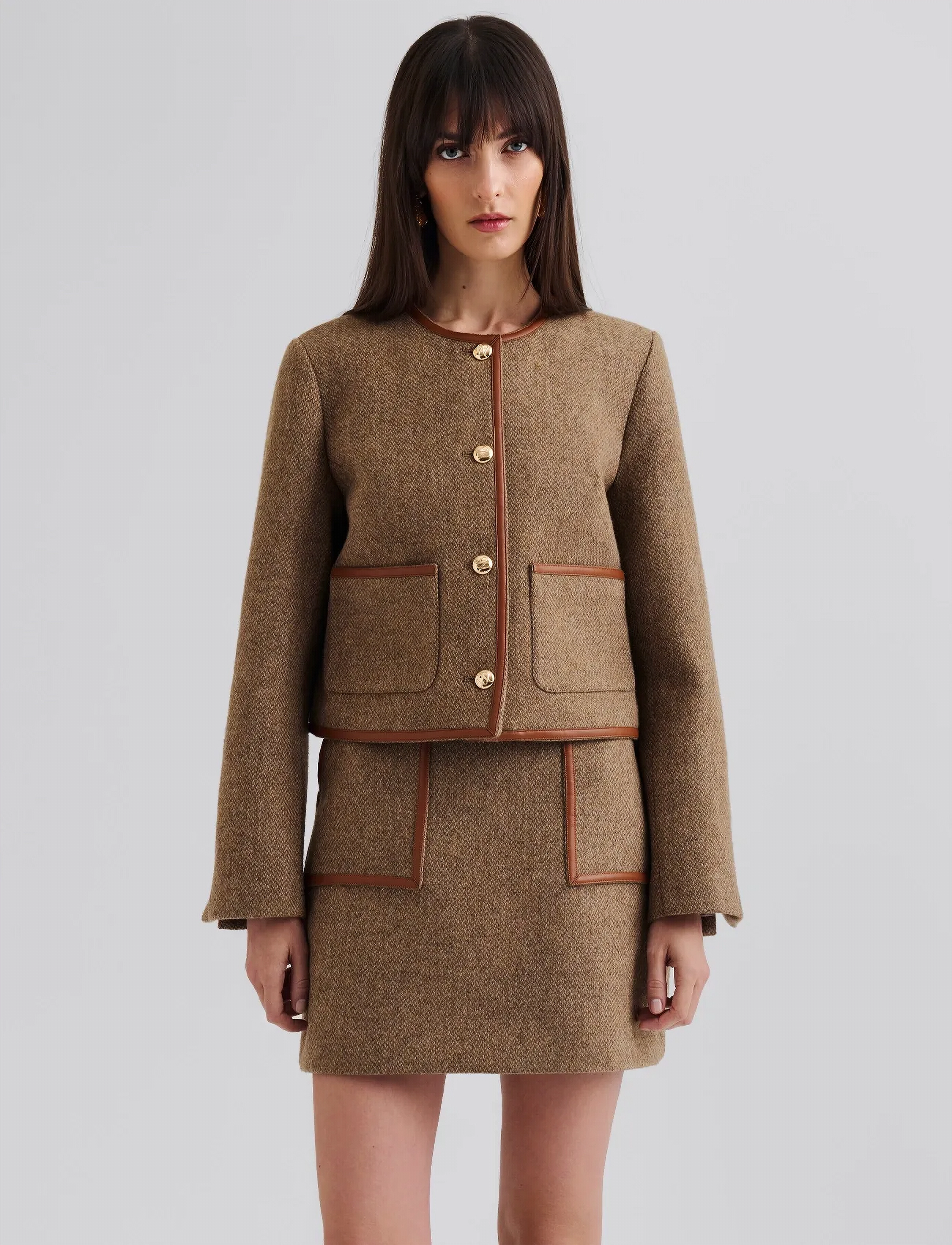 Malina Ninette Dressed Wool Jacket - Transitional Layering - TAUPE / beige