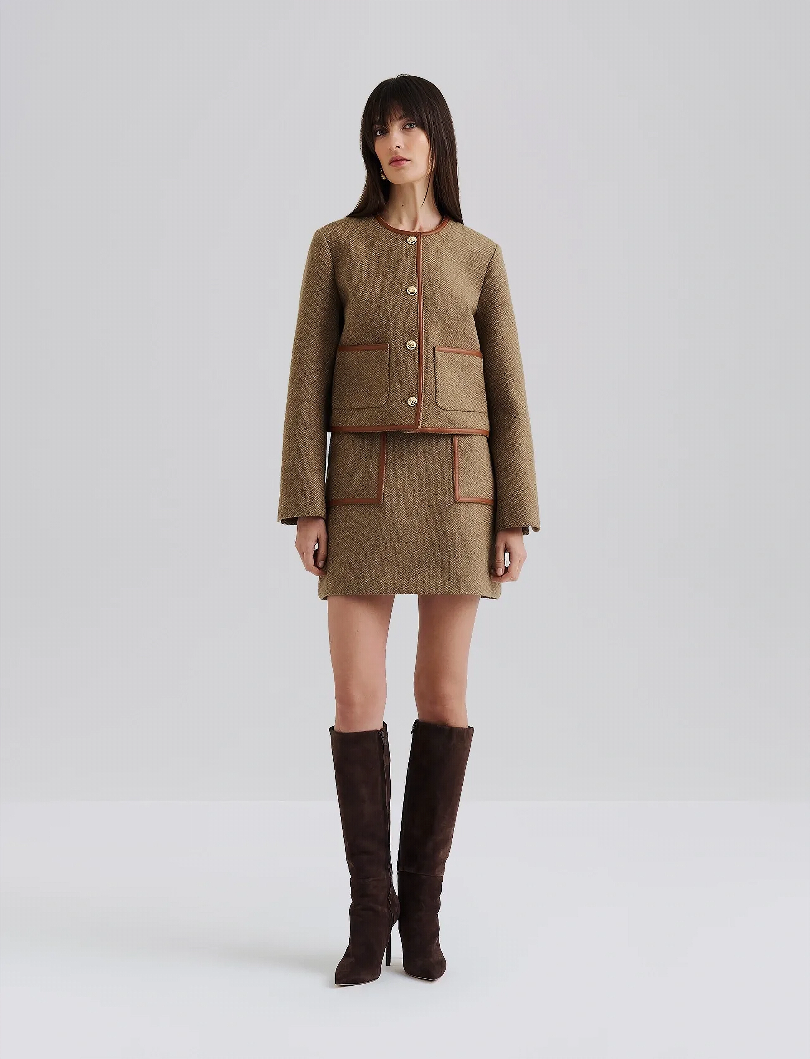 Malina - Ninette Dressed Wool Jacket - winterjacken - taupe - 5