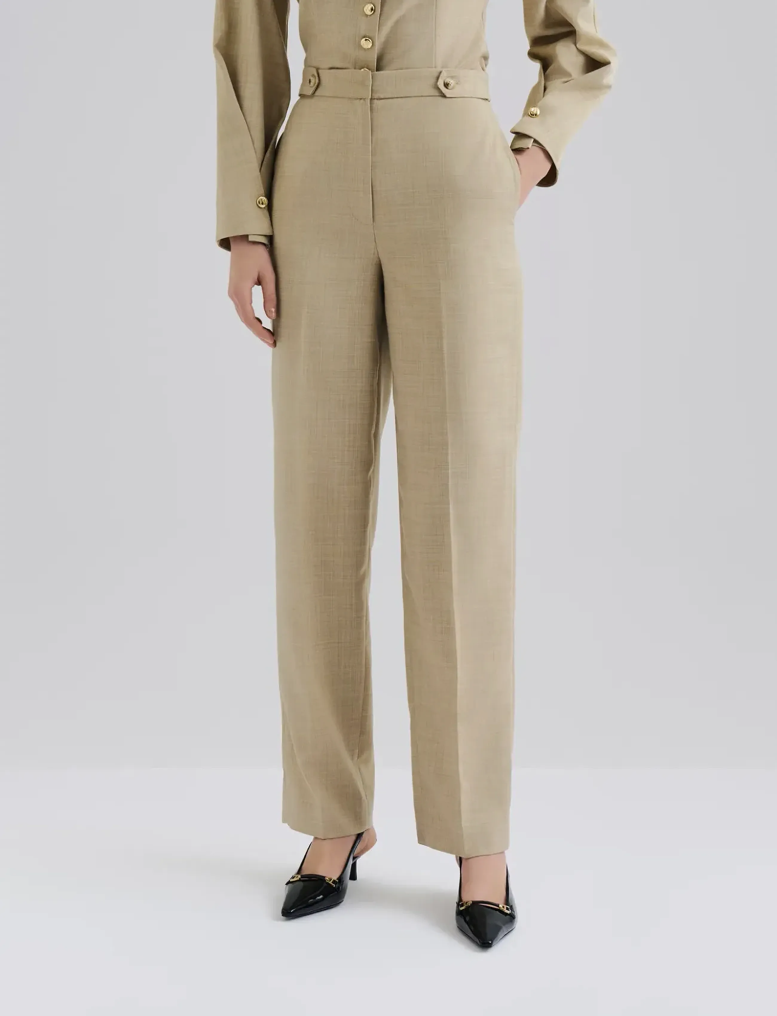 Malina Melora Barrel Leg Pants, 34, Beige, Bukser > Lige Ben, Dame