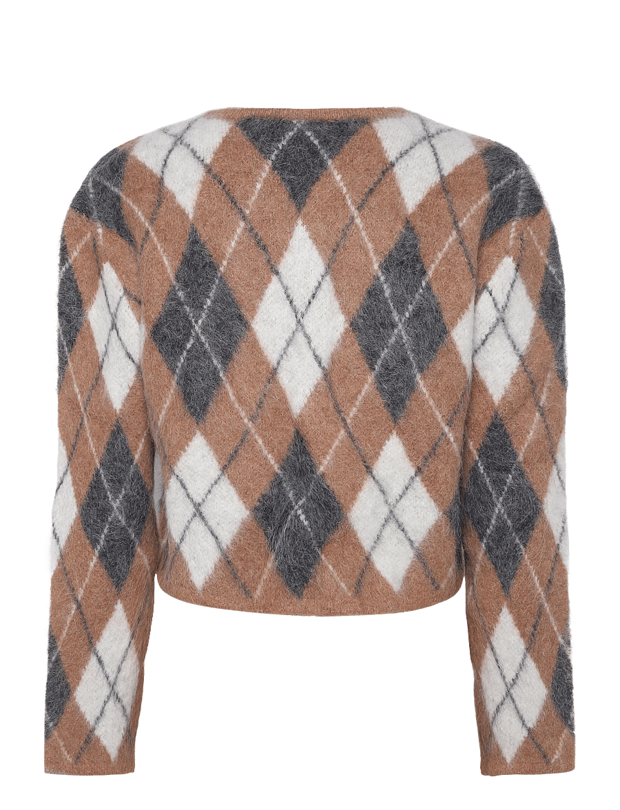 Malina - Aislinn Alpaca Blend Cardigan - cardigans - camel argyle checks - 2