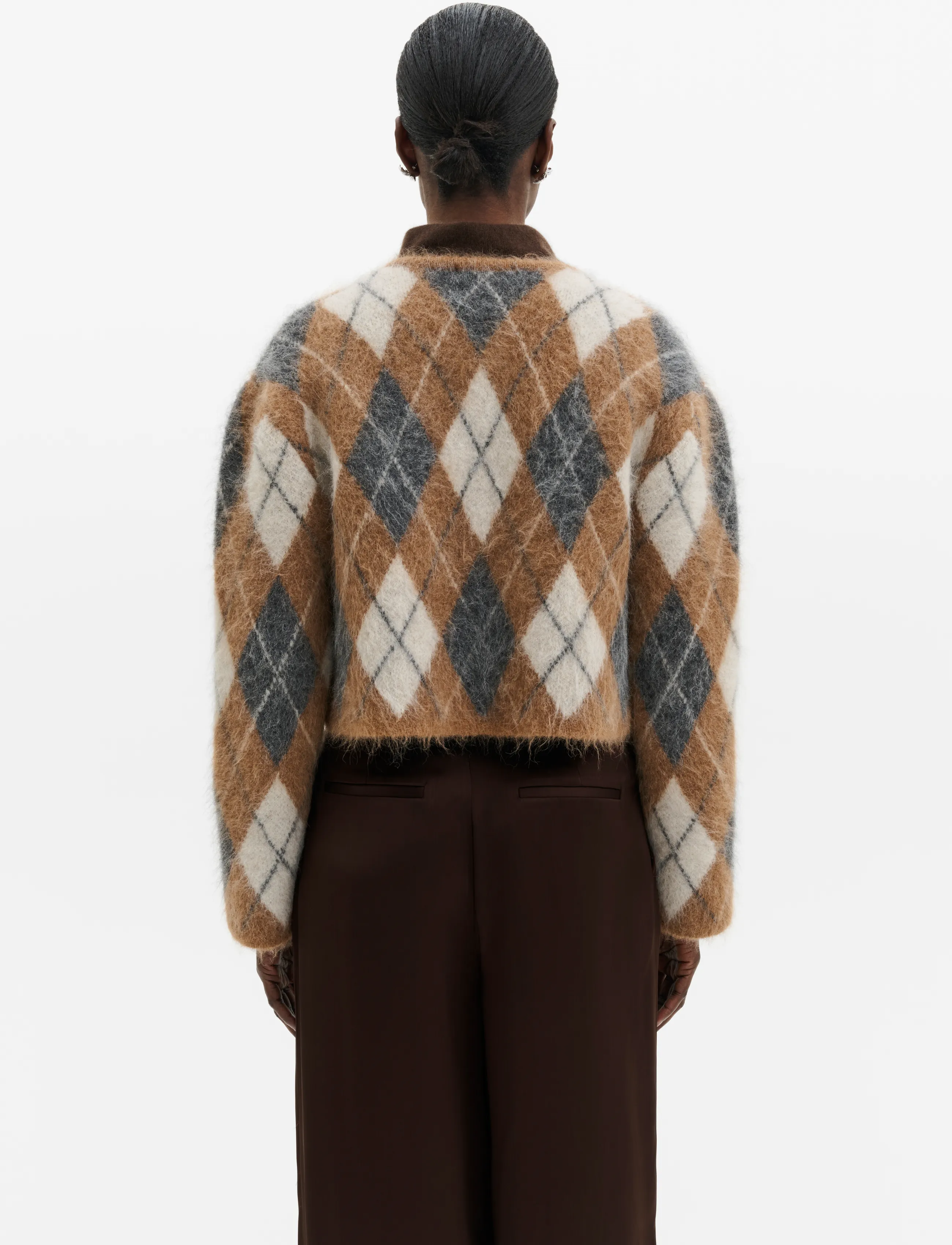 Malina - Aislinn Alpaca Blend Cardigan - cardigans - camel argyle checks - 2