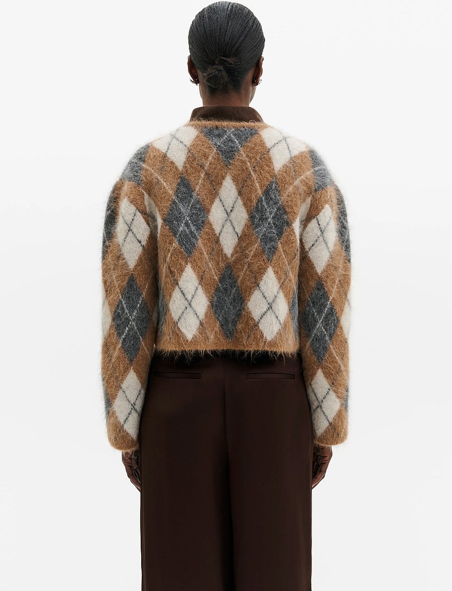Malina - Aislinn Alpaca Blend Cardigan - cardigans - camel argyle checks - 3