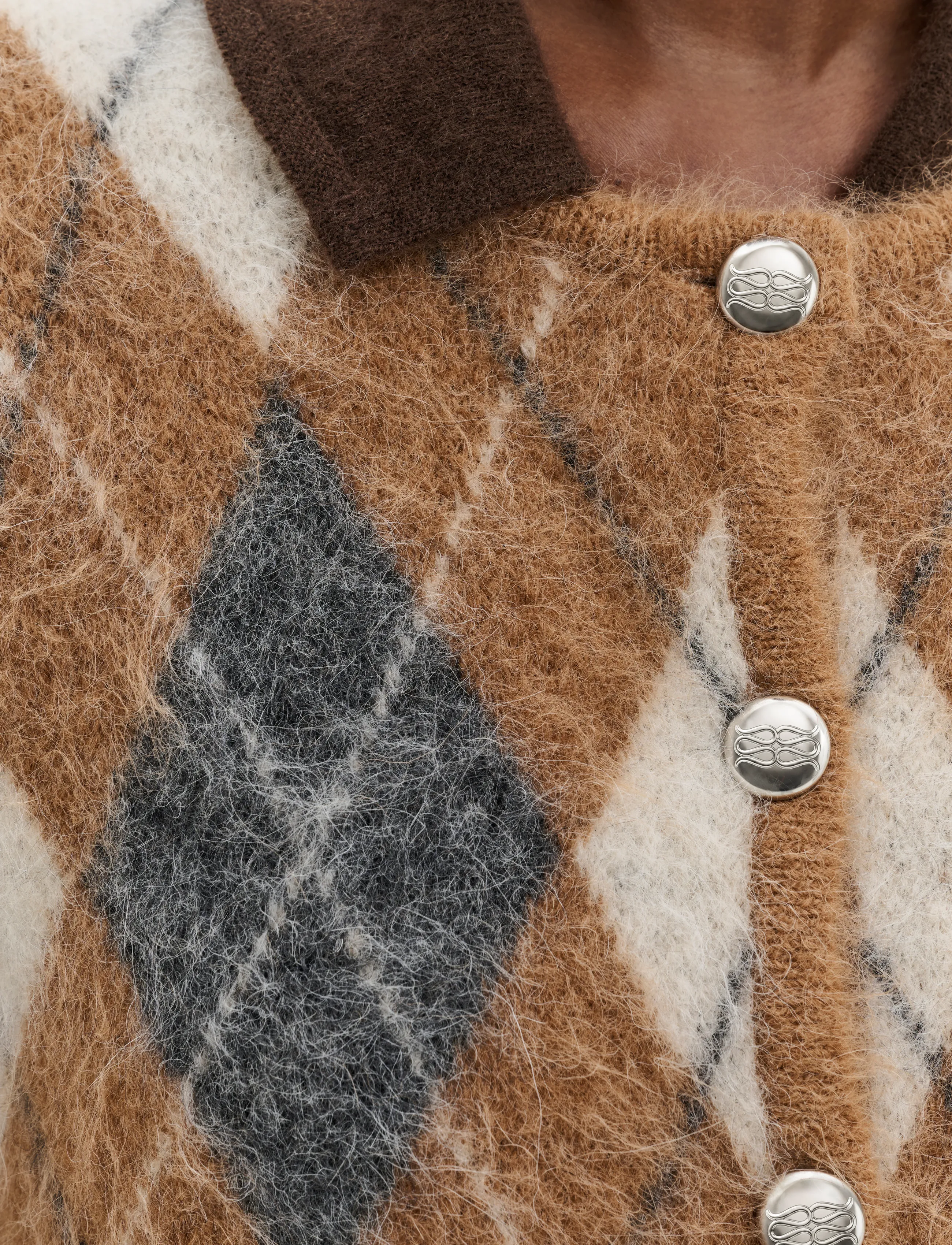 Malina - Aislinn Alpaca Blend Cardigan - cardigans - camel argyle checks - 4