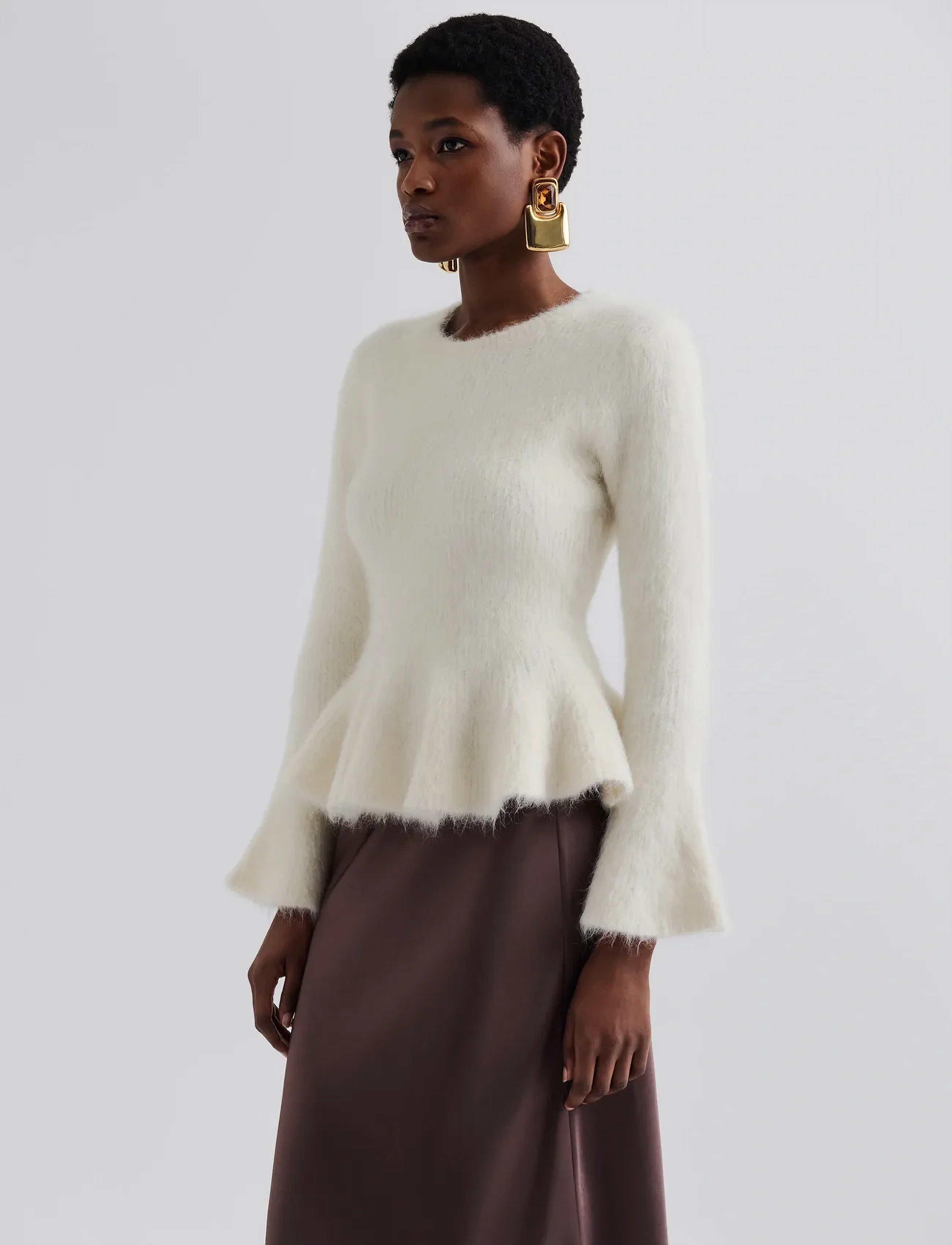 Malina - Leandra Alpaca Blend Peplum top - sweaters - vanilla - 3