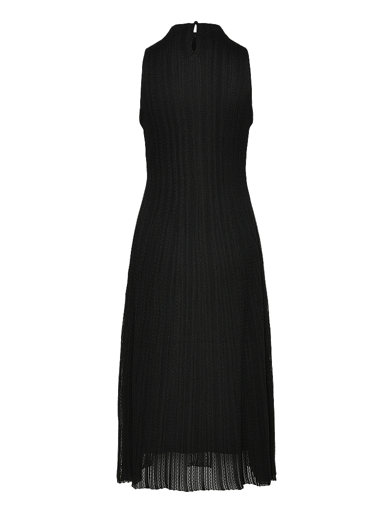 Malina - Nessa Halterneck Pointelle Knitted Midi dress - strikkjoler - black - 2