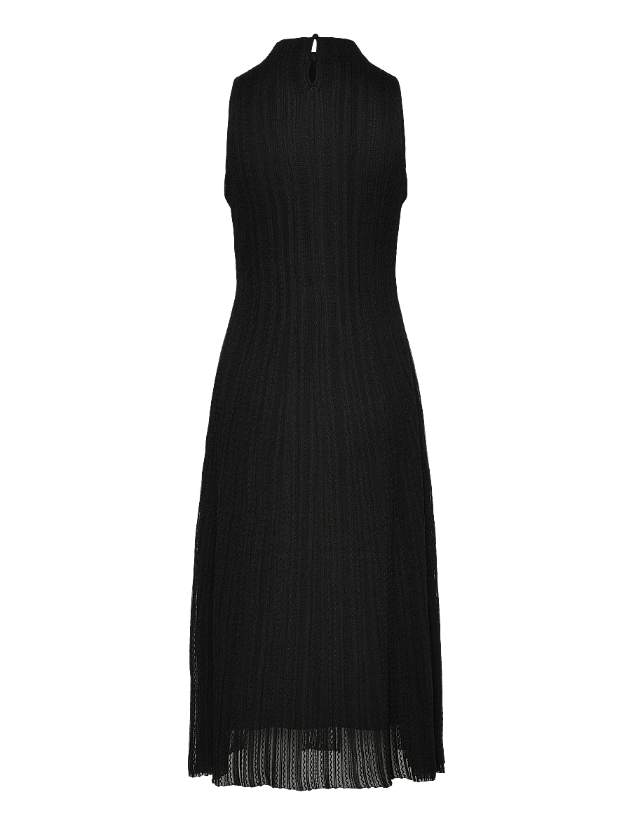 Malina - Nessa Halterneck Pointelle Knitted Midi dress - kootud kleidid - black - 2
