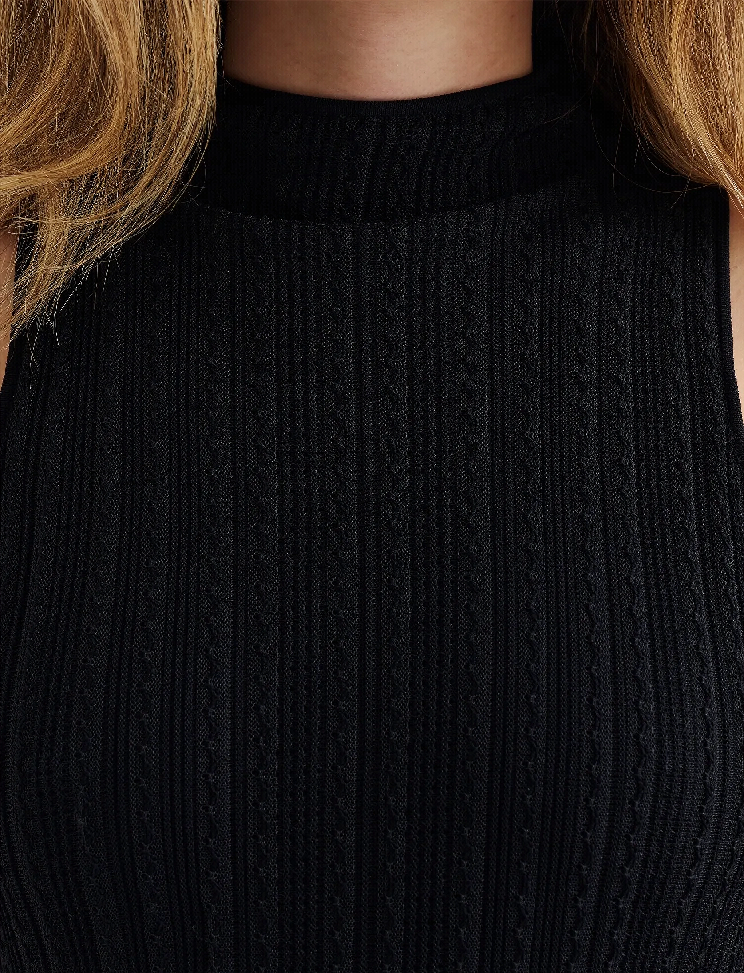 Malina - Nessa Halterneck Pointelle Knitted Midi dress - midi-kleider - black - 4