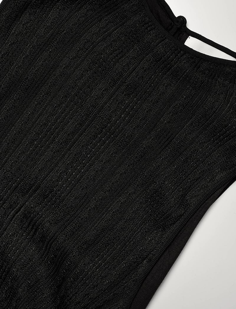 Malina - Nessa Halterneck Pointelle Knitted Midi dress - strikkjoler - black - 5