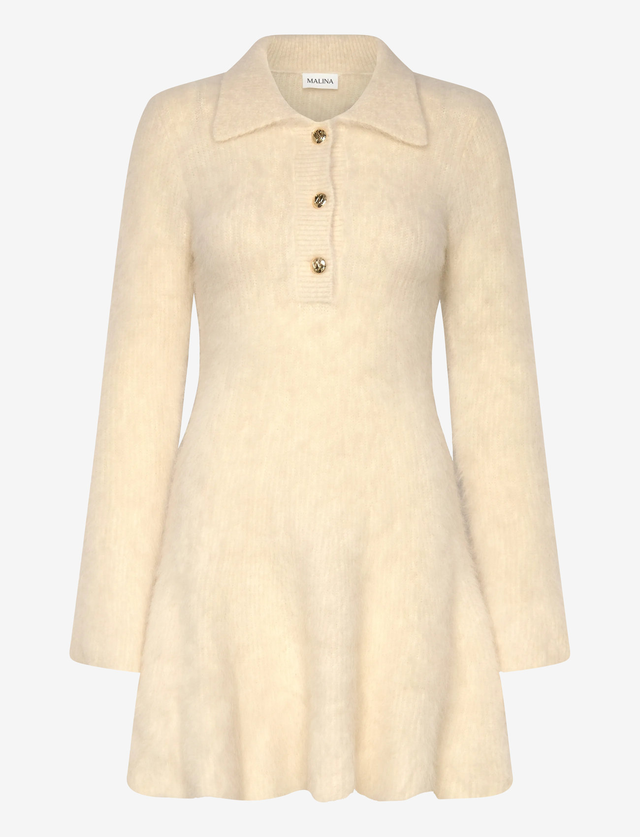 Malina - Emelise Aplaca Blend Knitted Mini dress - kootud kleidid - vanilla - 1