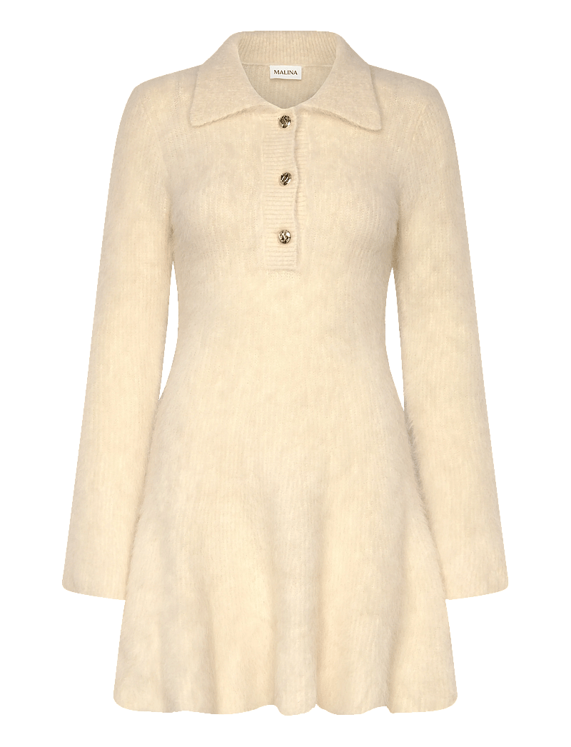 Malina - Emelise Aplaca Blend Knitted Mini dress - kootud kleidid - vanilla - 1