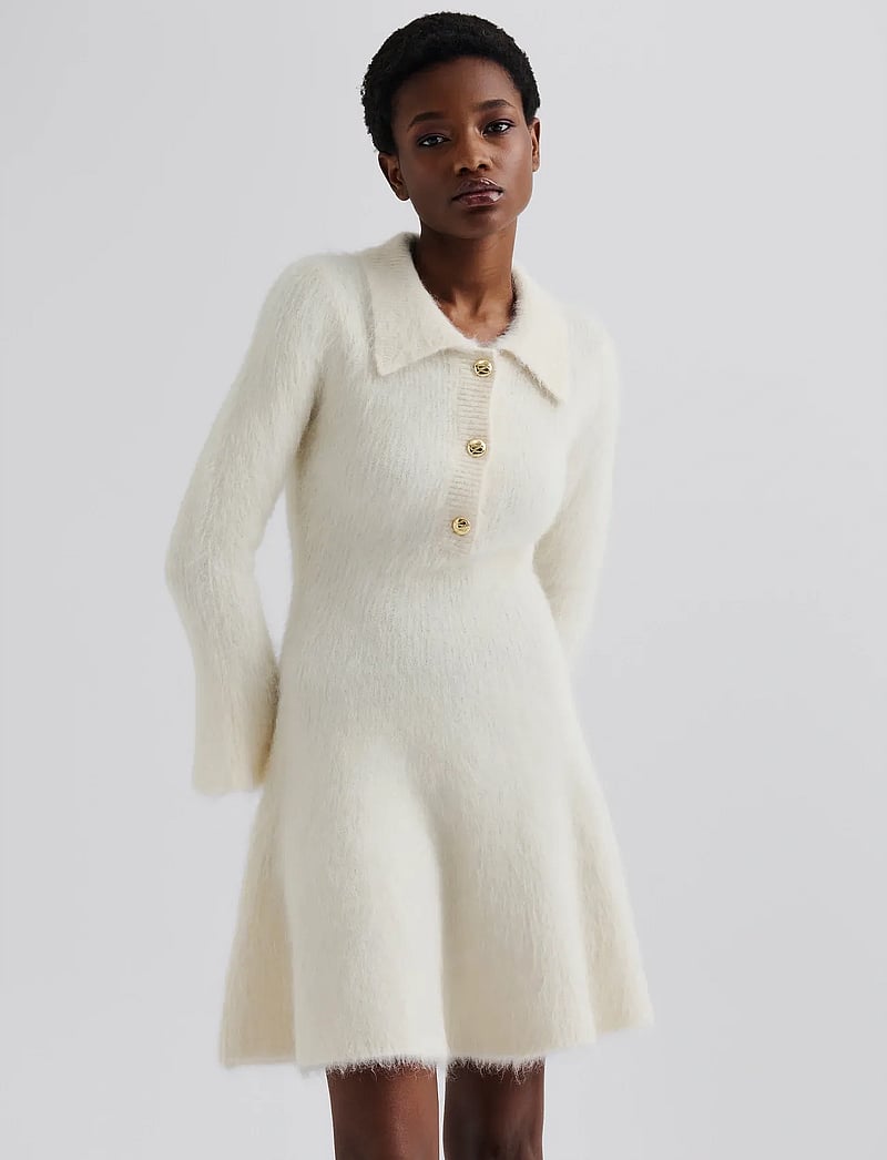 Malina - Emelise Aplaca Blend Knitted Mini dress - kootud kleidid - vanilla - 0