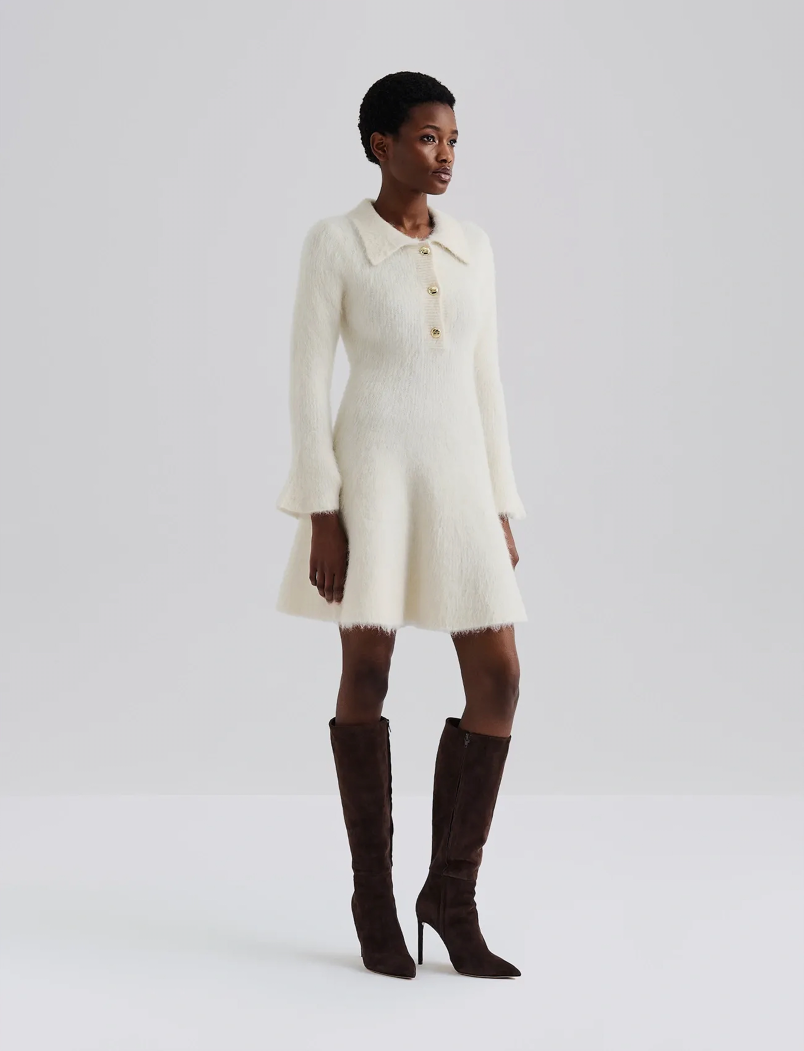Malina - Emelise Aplaca Blend Knitted Mini dress - krótkie sukienki - vanilla - 5