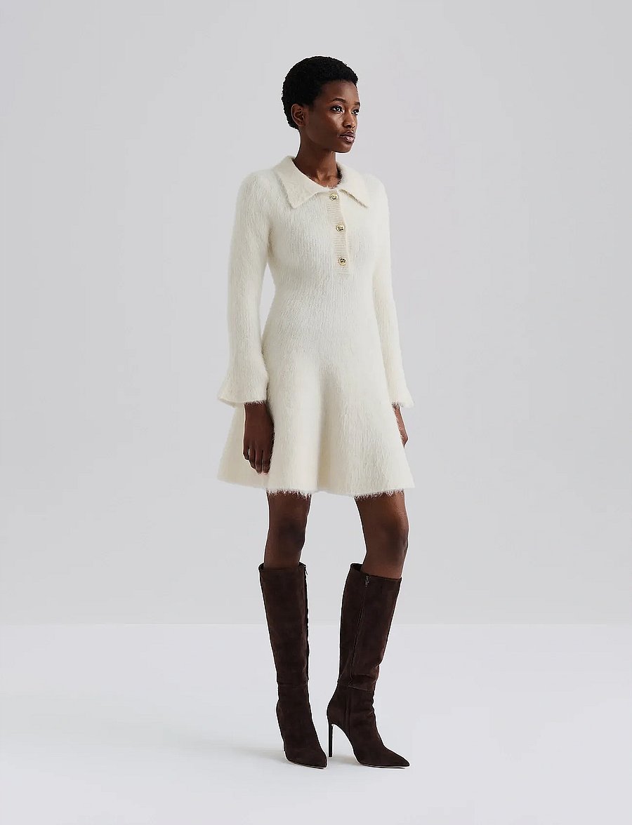 Malina - Emelise Aplaca Blend Knitted Mini dress - krótkie sukienki - vanilla - 5
