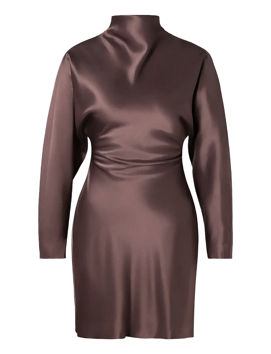 Malina - Zora Barrel Long Sleeve Mini dress - pidulikud kleidid - chocolate - 1