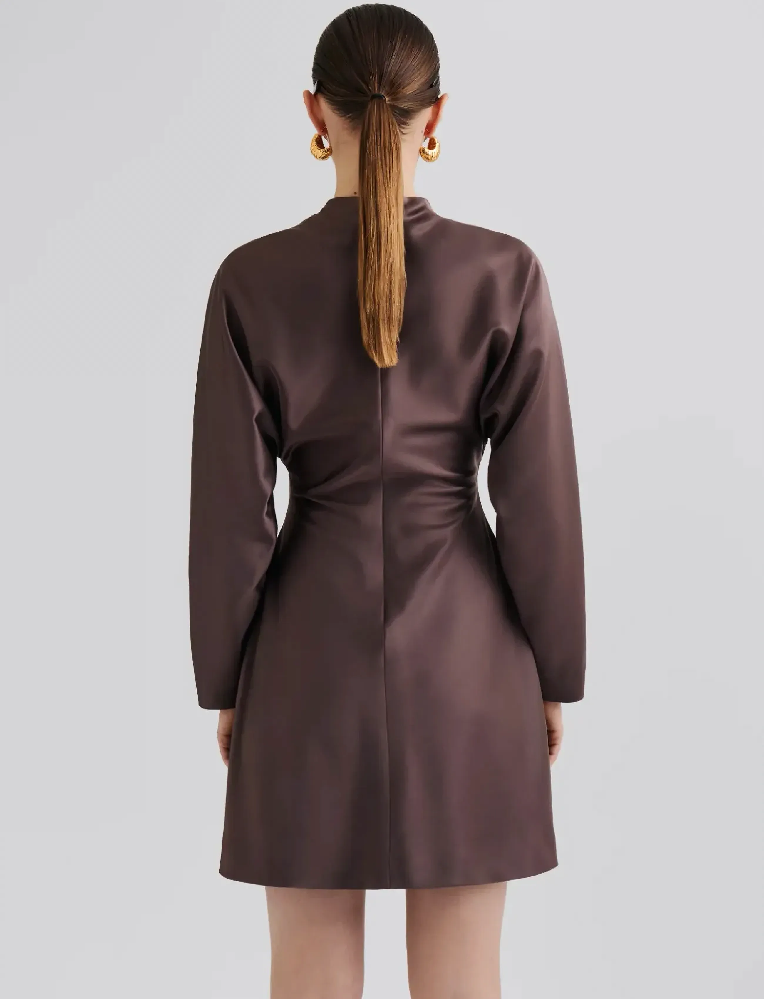 Malina - Zora Barrel Long Sleeve Mini dress - partykleider - chocolate - 2