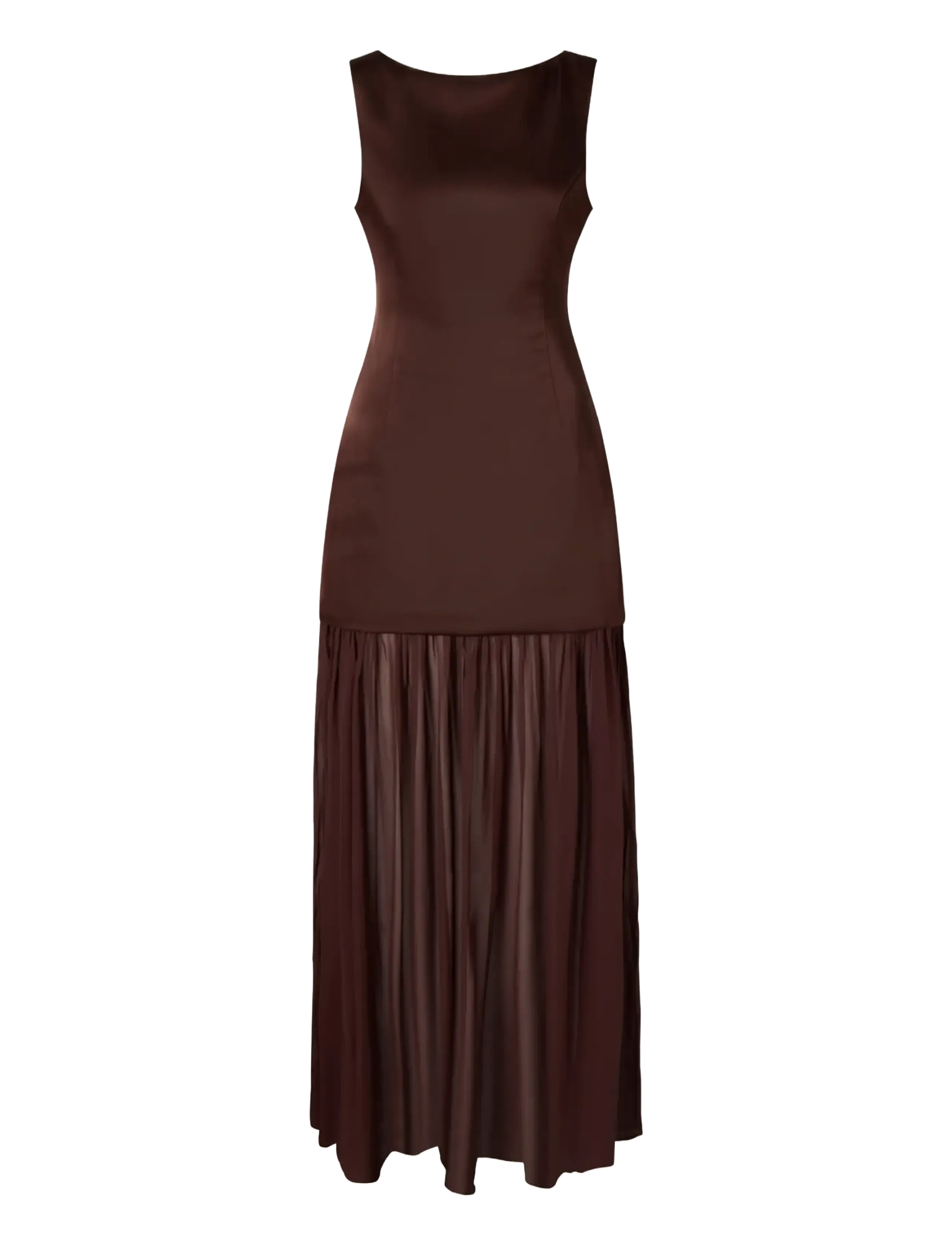 Malina Karla Dropped Waist Chiffon Maxi dress - Maxi kjoler - CHOCOLATE / brown