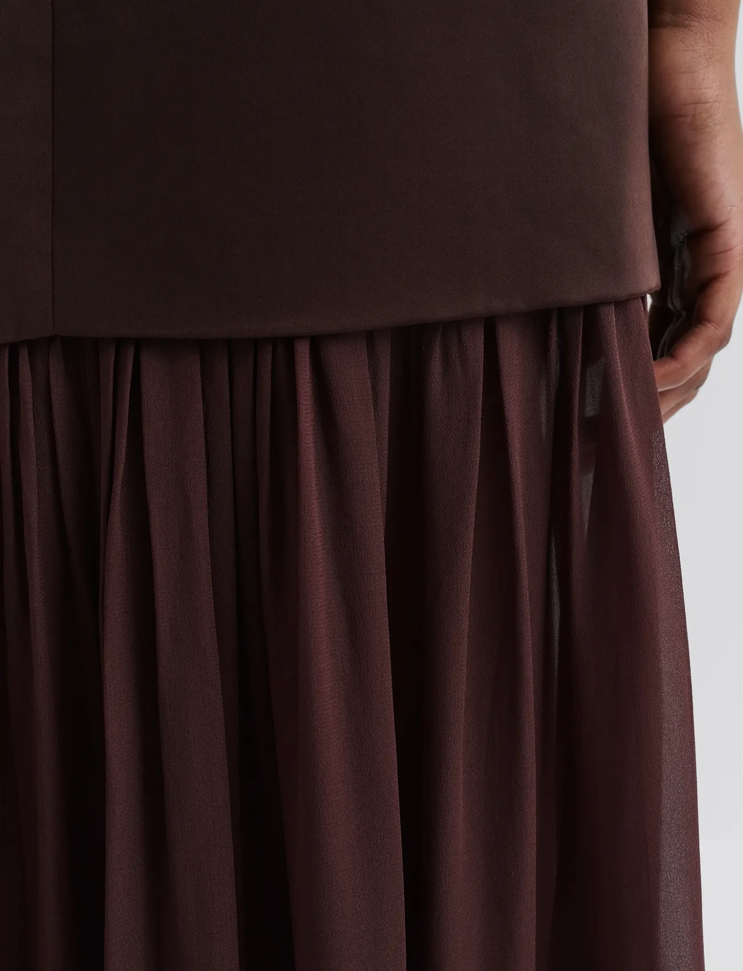 Malina - Karla Dropped Waist Chiffon Maxi dress - maxikleider - chocolate - 3