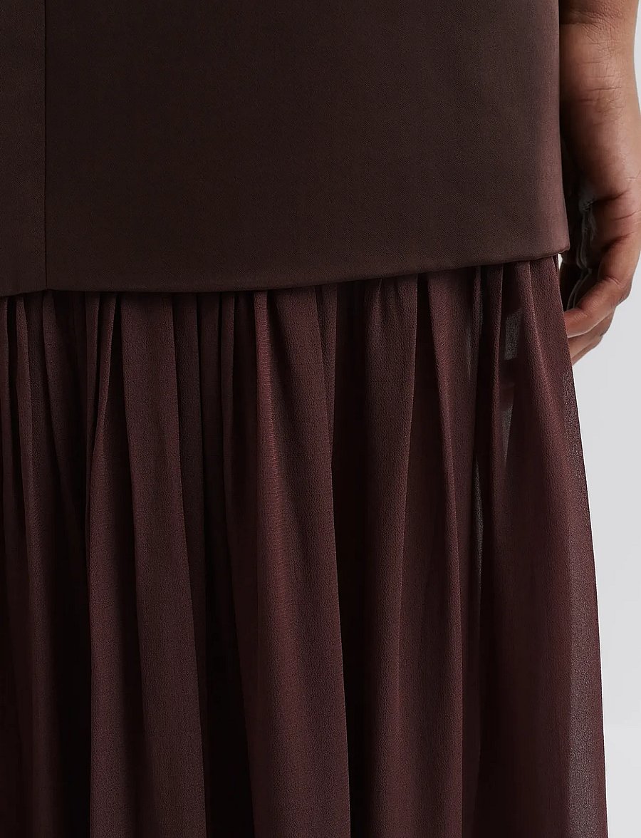 Malina - Karla Dropped Waist Chiffon Maxi dress - maxikleider - chocolate - 3