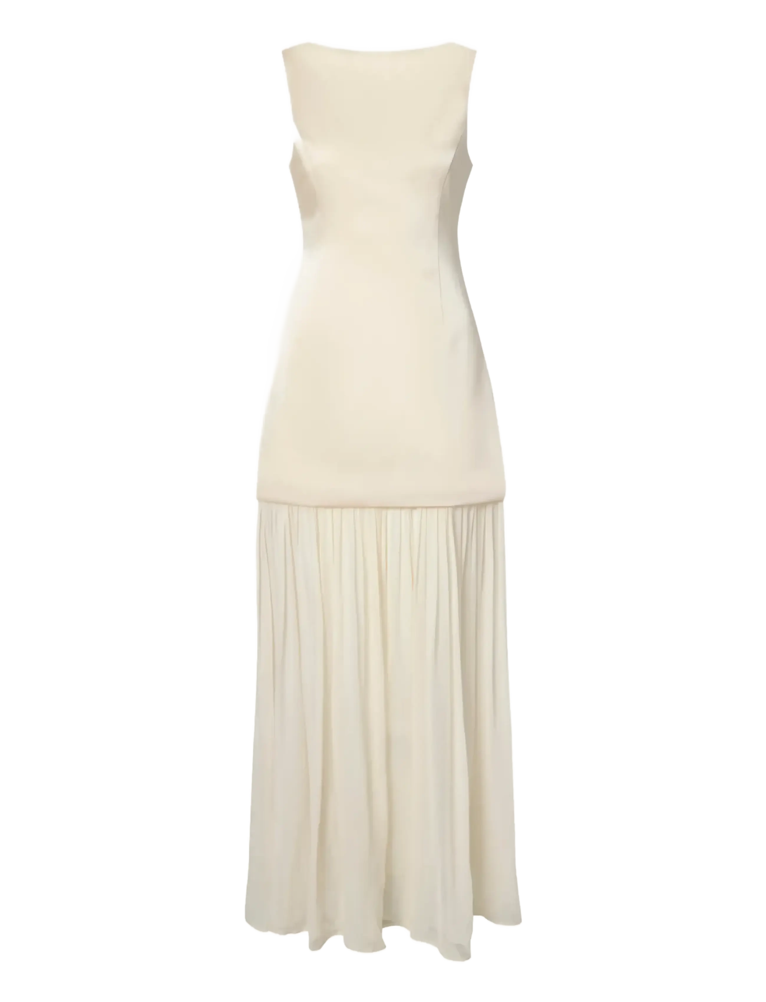MALINA Karla Dropped Waist Chiffon Maxi Kleid Cream - 46 - Damen