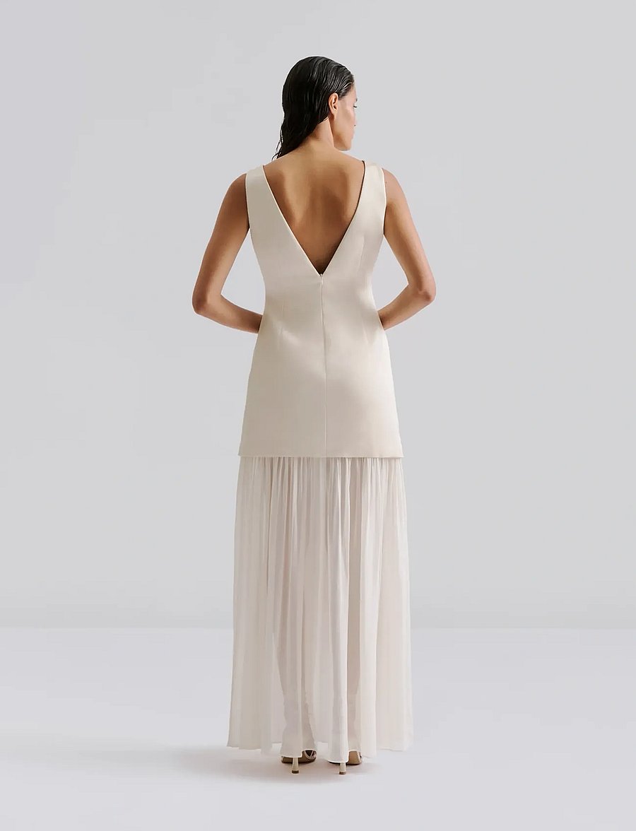 Malina - Karla Dropped Waist Chiffon Maxi dress - vanilla - 2