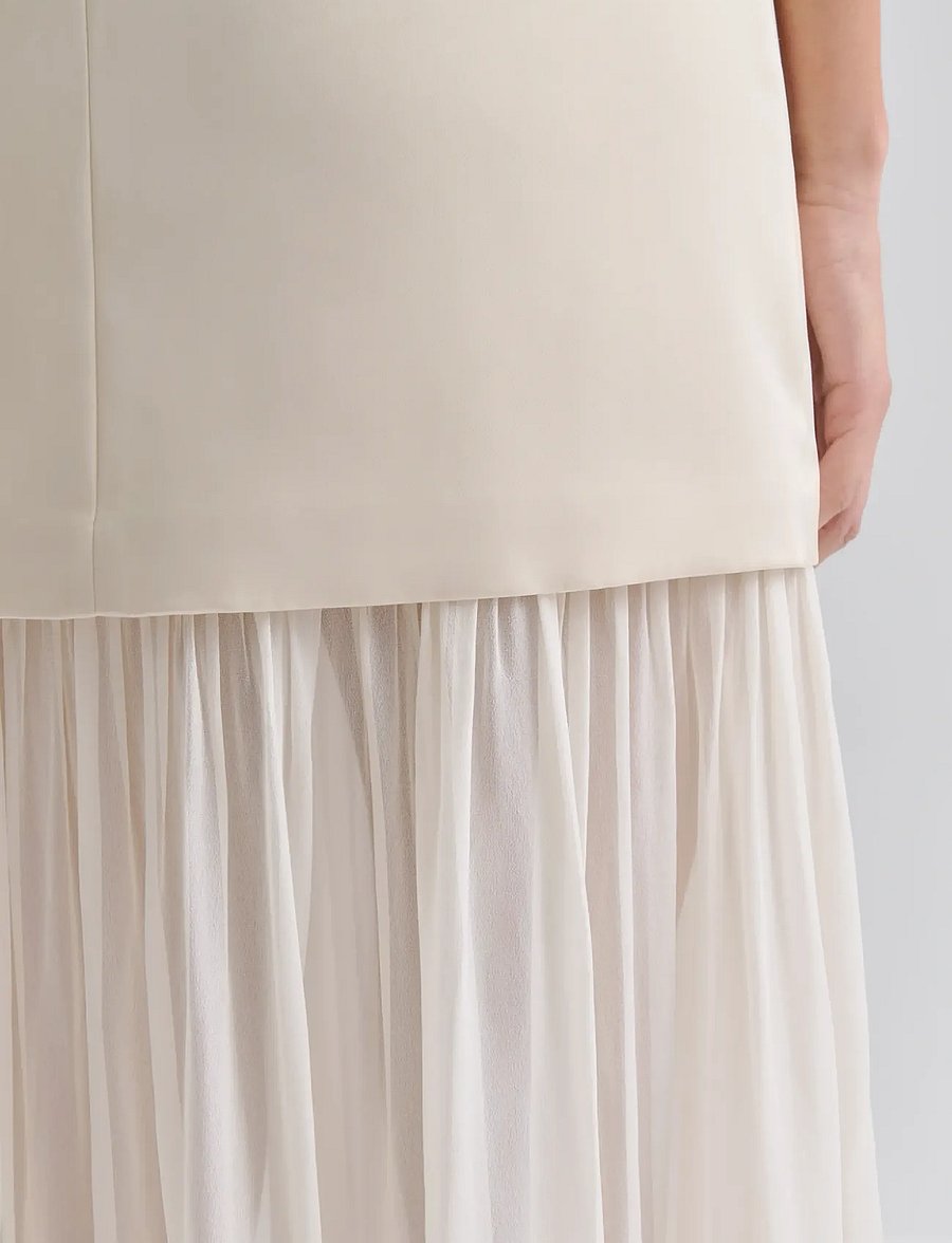 Malina - Karla Dropped Waist Chiffon Maxi dress - vanilla - 3